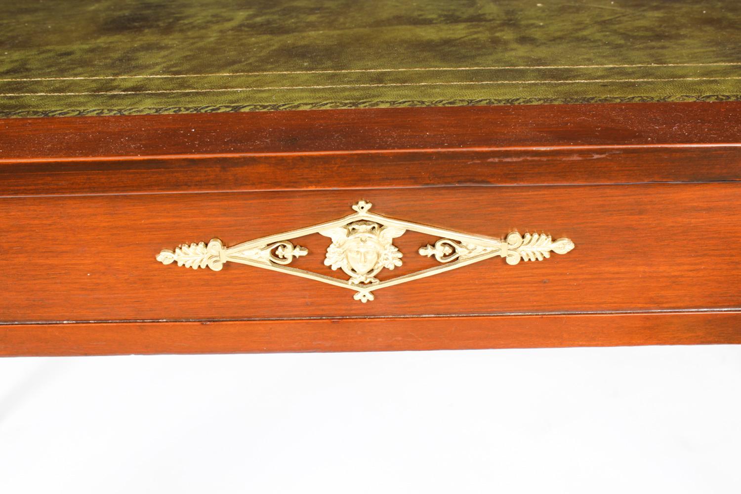 Antique Empire Revival Bureau Plat Desk Writing Table & Armchair 19th C 6