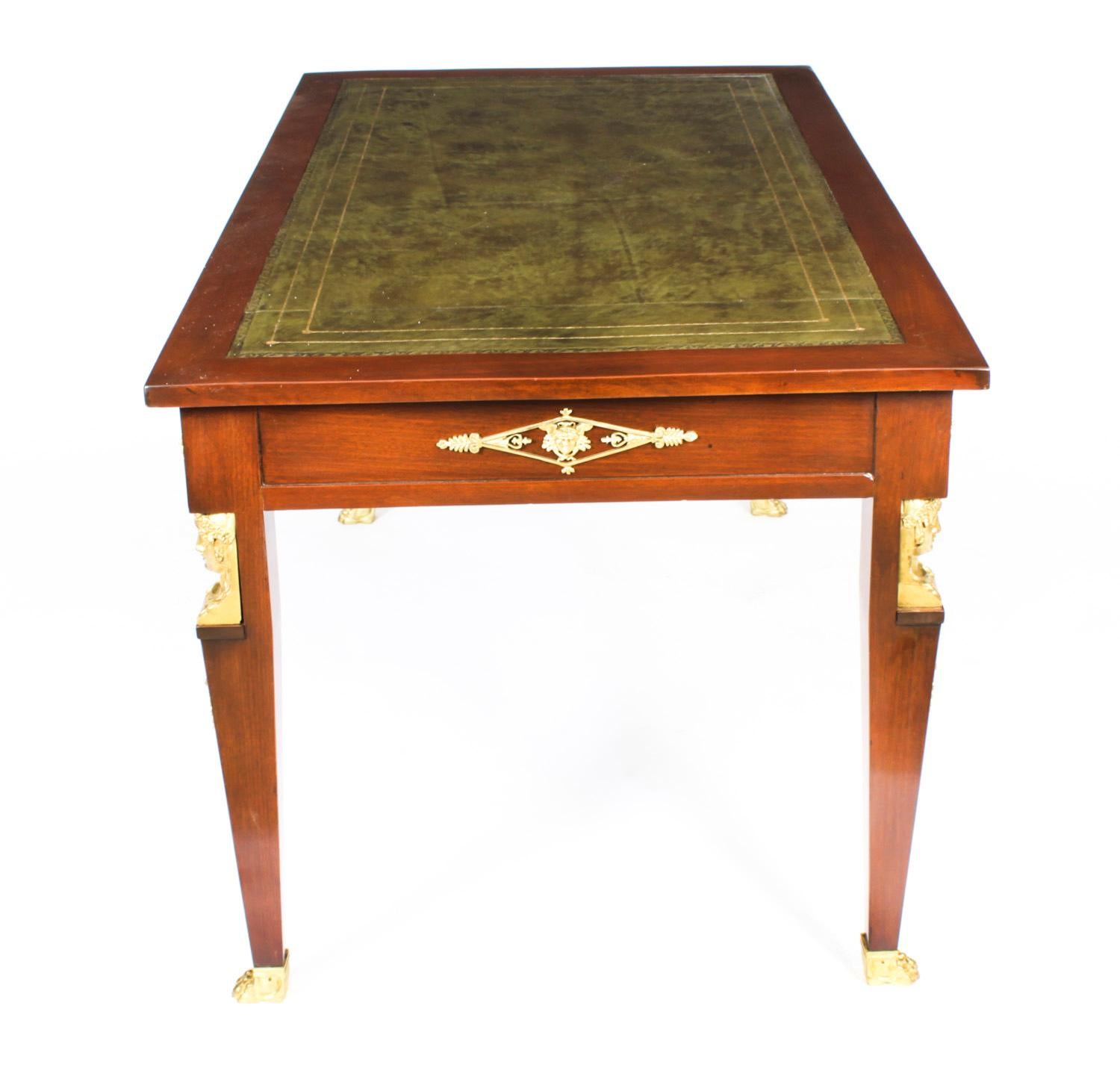 Mid-19th Century Antique Empire Revival Bureau Plat Desk Writing Table & Armchair 19th C