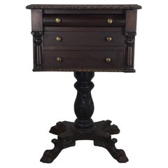 Antique Empire Revival Carved Mahogany End Table
