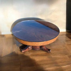 Antique Empire Revival Coffee Table, 19th Century, Mahogany Walnut Veneer