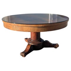 Antique Empire Revival Coffee Table, 19th Century, Mahogany Walnut Veneer