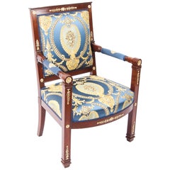 Antique Empire Revival Mahogany and Ormolu Mounted Armchair 19th Century