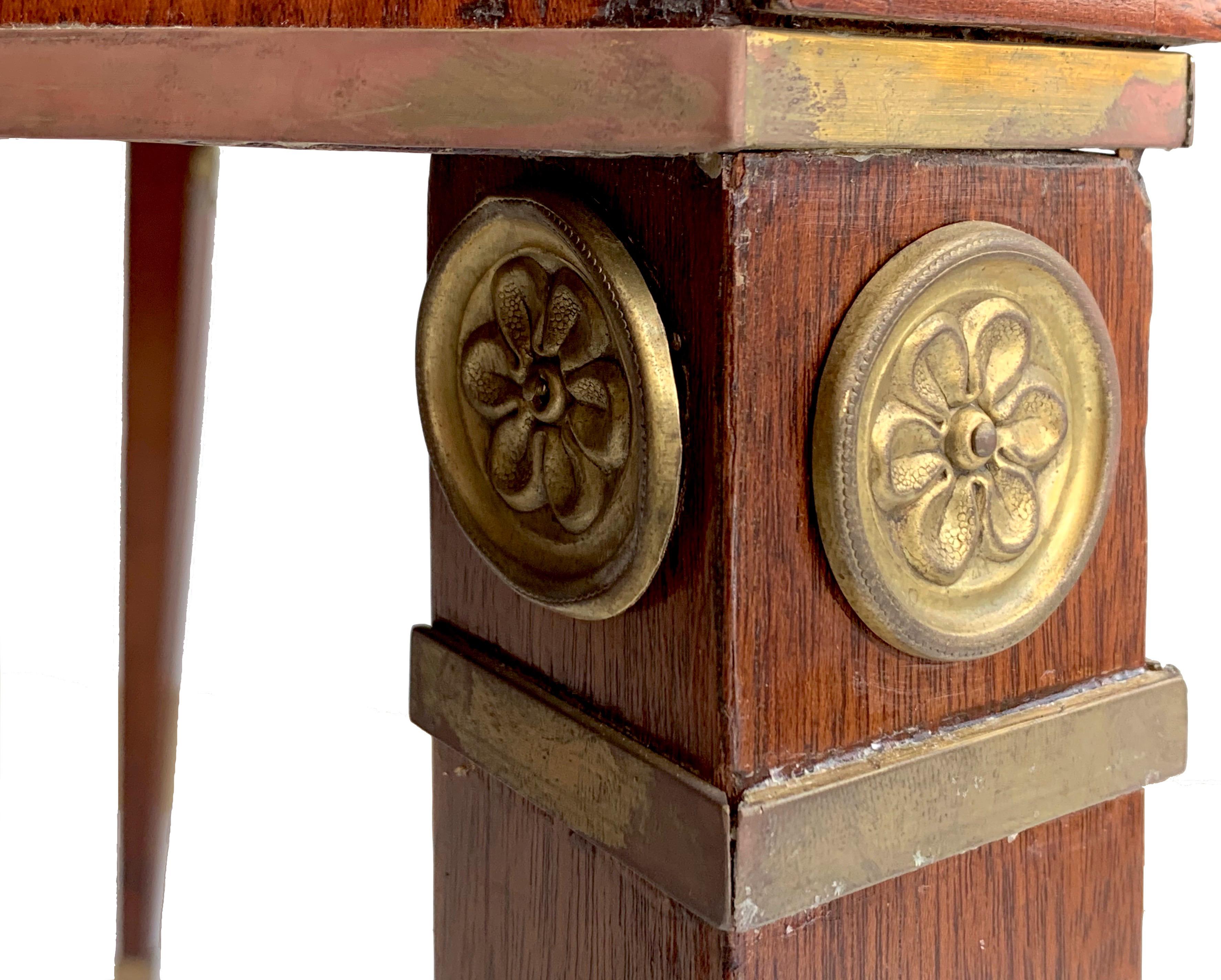 Antique Empire Russia St. Petersburg Mahogany Games Console Table Brass Banding In Good Condition For Sale In Munich, DE