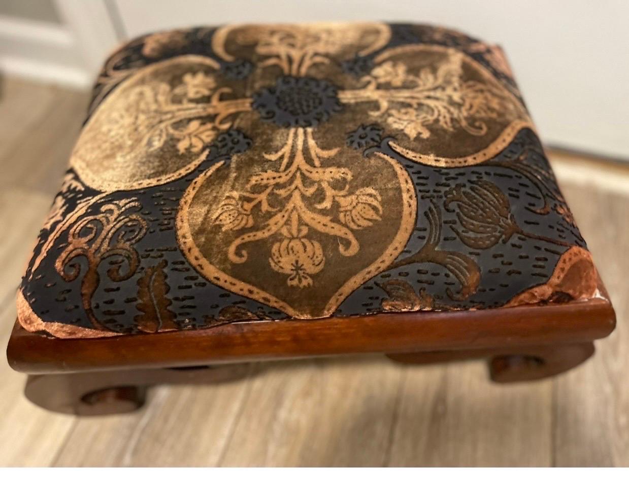 19th Century Antique Empire Scroll Footstool