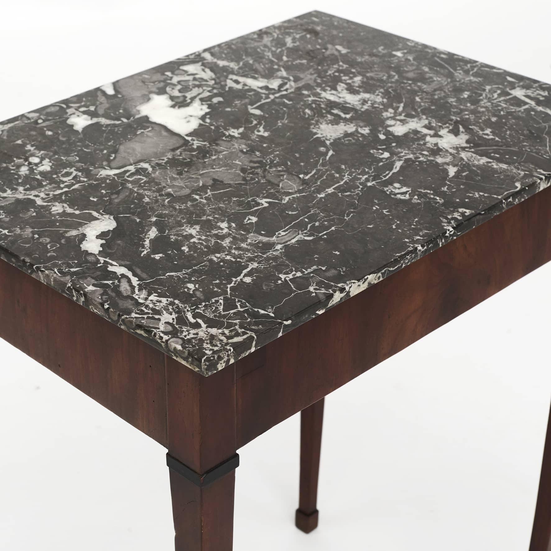 Danish Antique Empire Side Table, Gray Marble Top, C 1810 For Sale