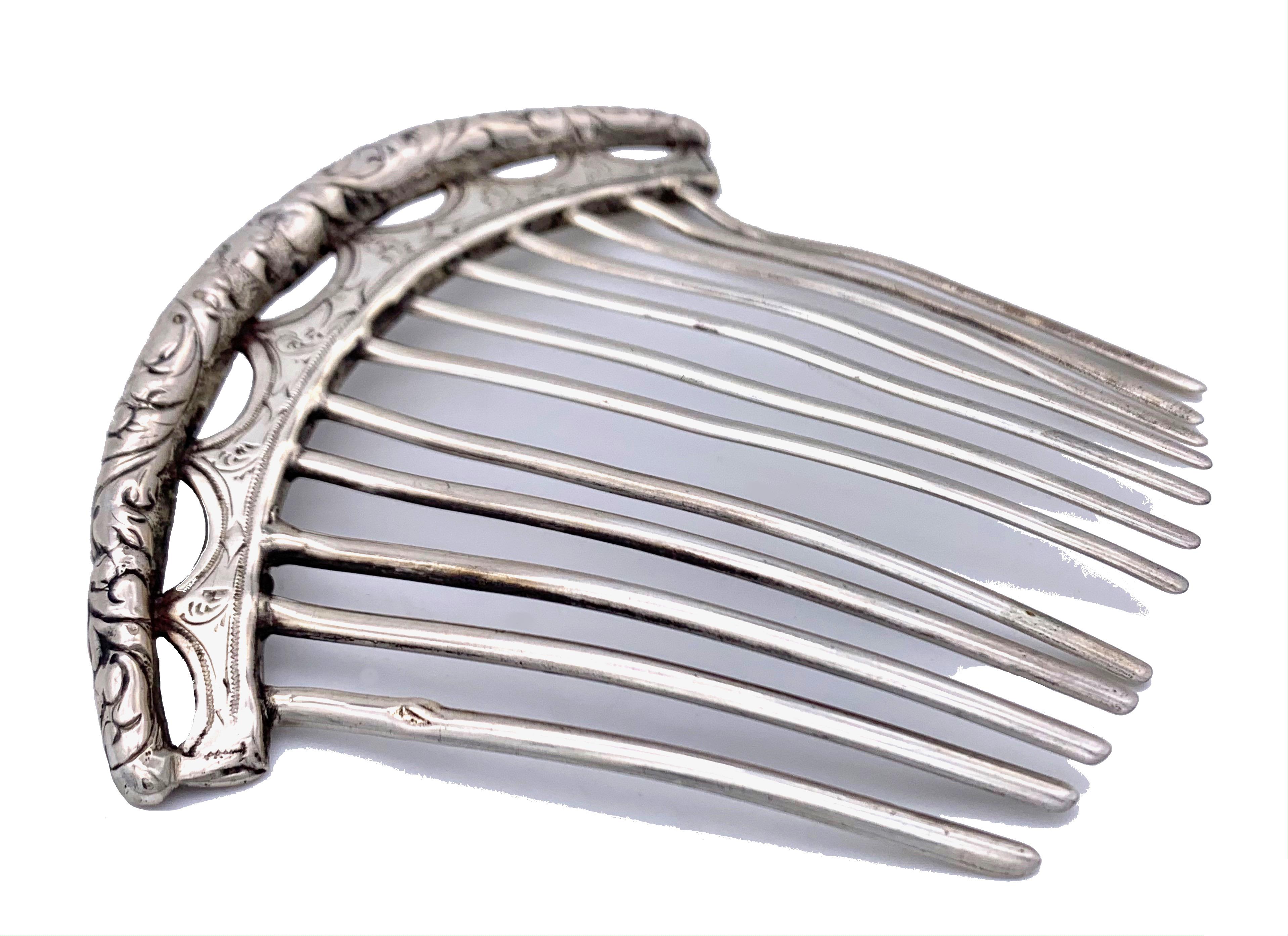 Antique Silver Hair Comb - 4 For Sale on 1stDibs