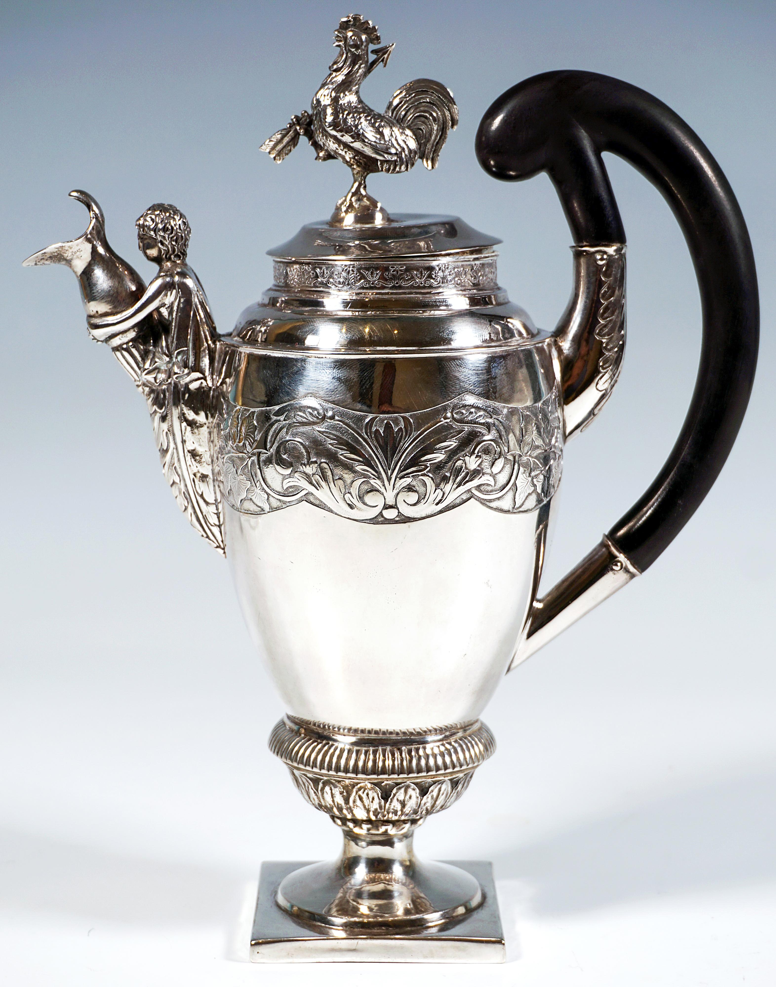 Antique Empire Silver Lidded Jug With Cockerel, Germany, Circa 1810 For Sale 5