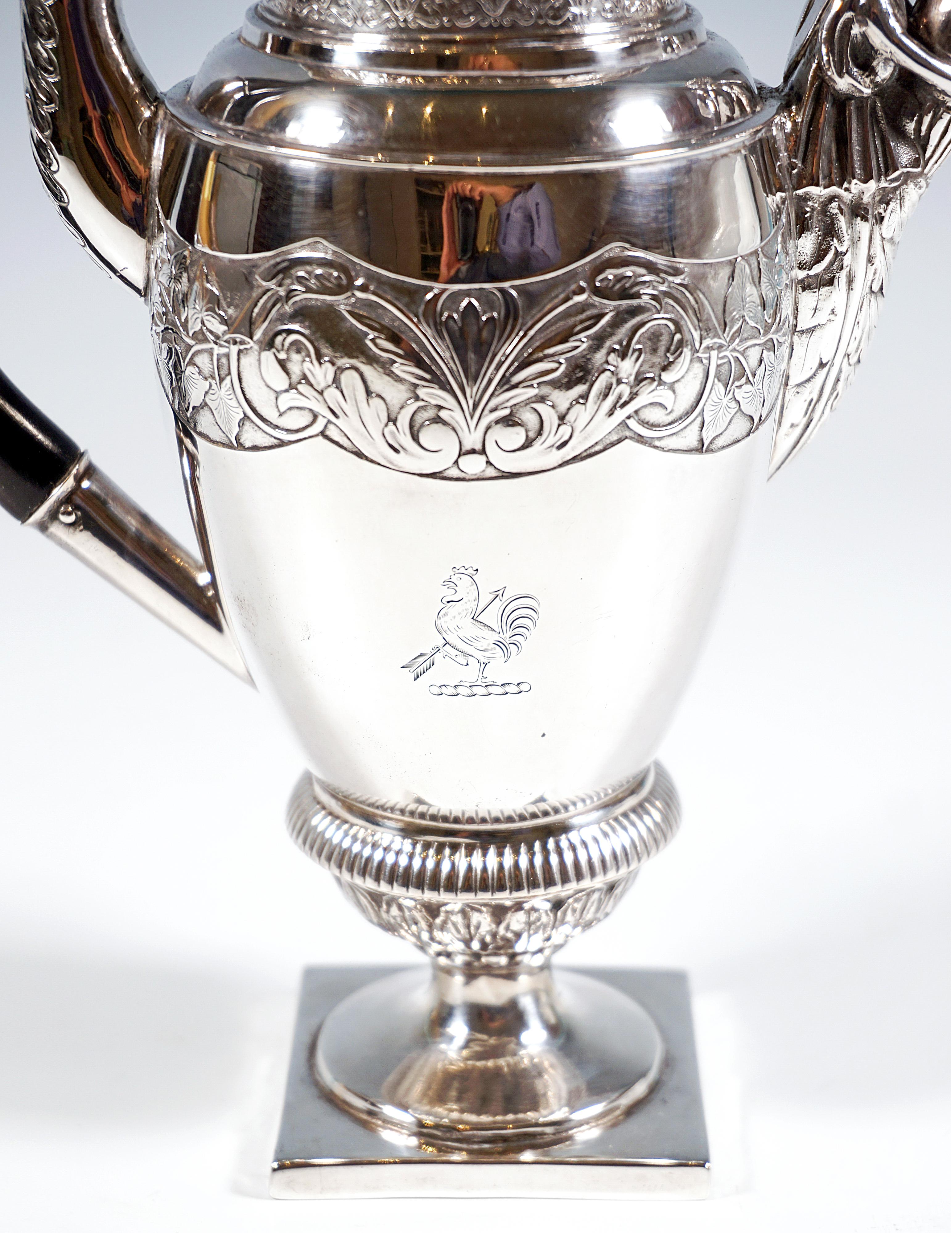 Antique Empire Silver Lidded Jug With Cockerel, Germany, Circa 1810 For Sale 1