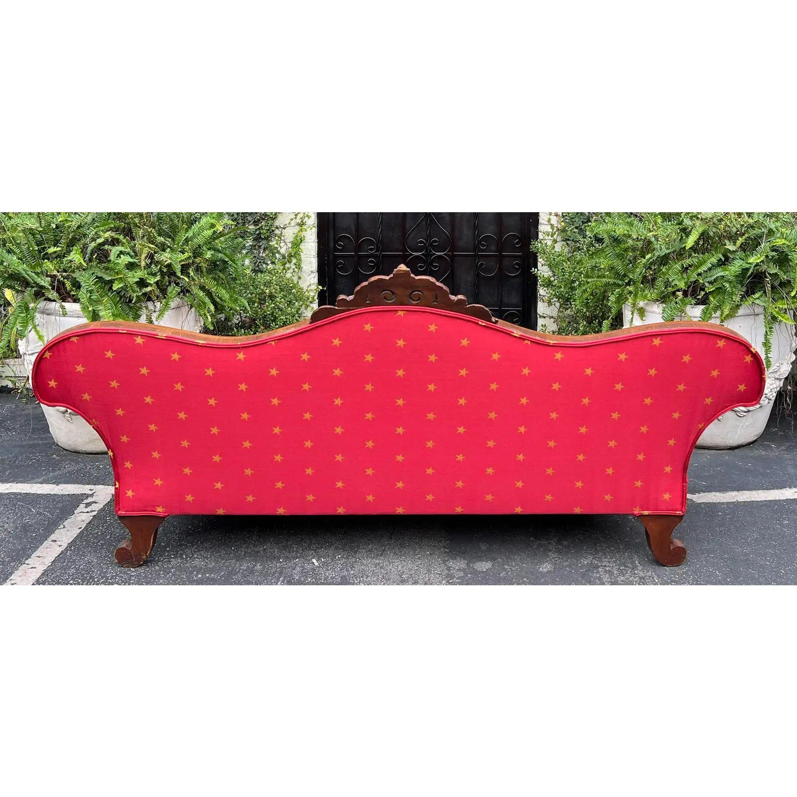 Antique Empire Sofa with Red & Gold Clarence House Fabric, Mid-19th Century 1