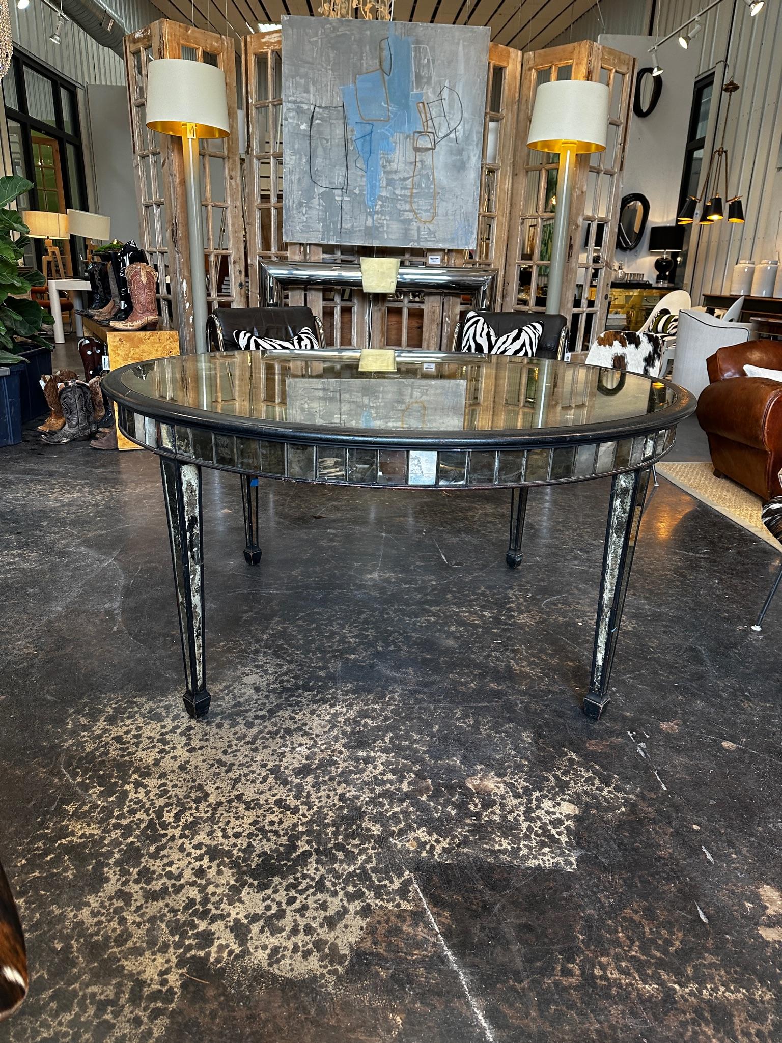 Antique Empire Style Black lacquer Mirror Table with original mirror For Sale 5