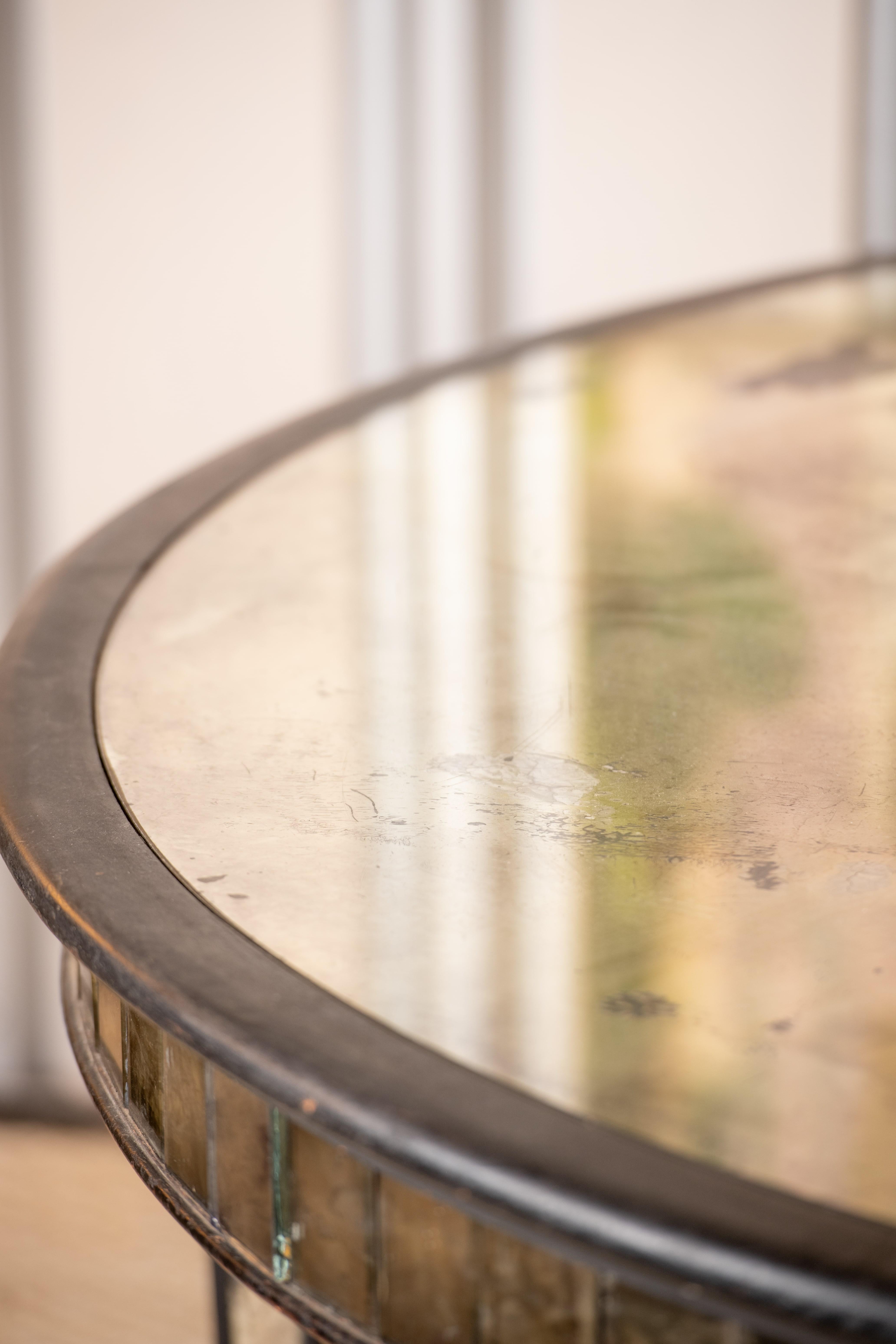 Antique Empire Style Black lacquer Mirror Table with original mirror In Good Condition For Sale In Wichita, KS