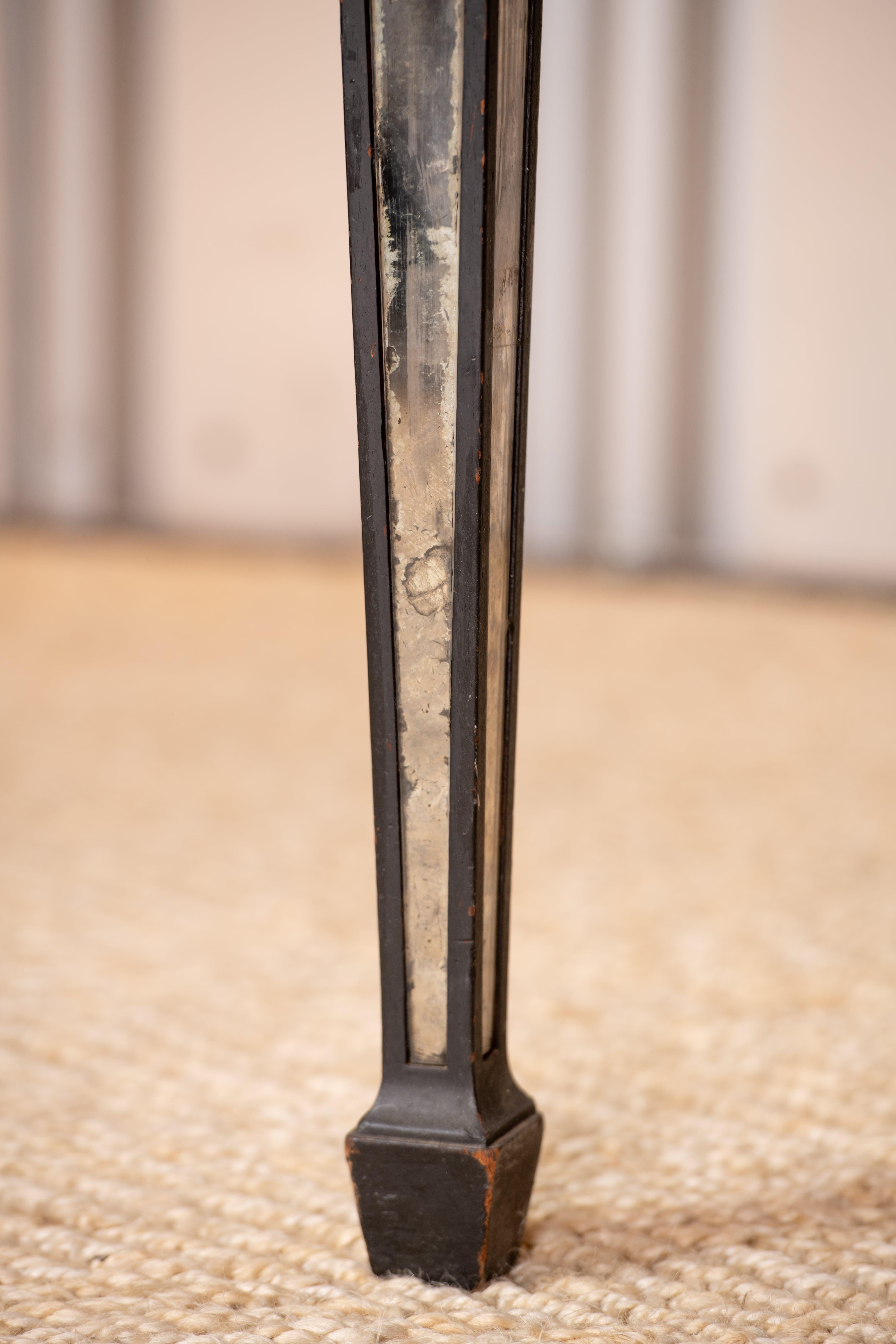 Antique Empire Style Black lacquer Mirror Table with original mirror For Sale 1