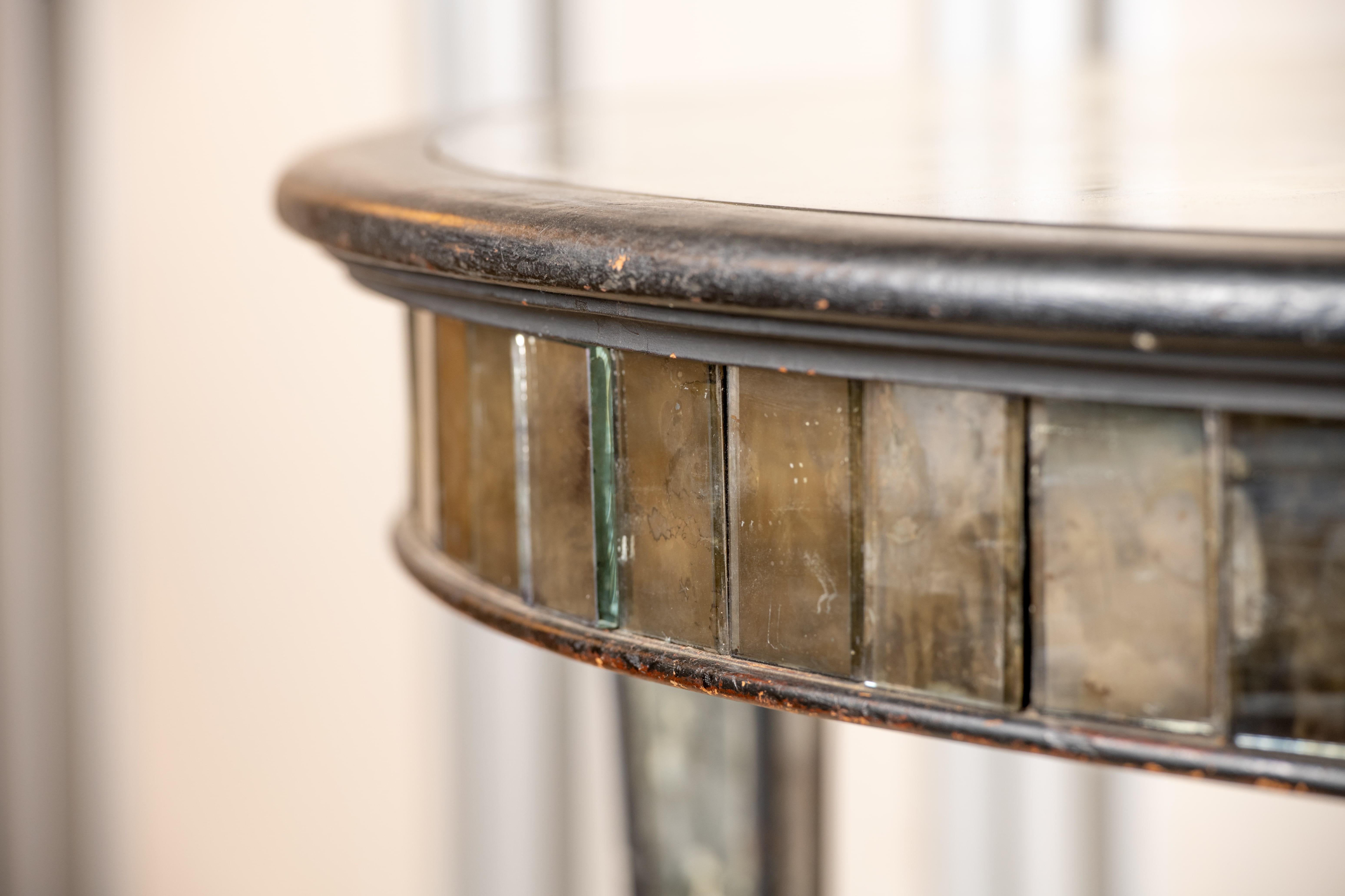 European Antique Empire Style Black lacquer Mirror Table with original mirror For Sale