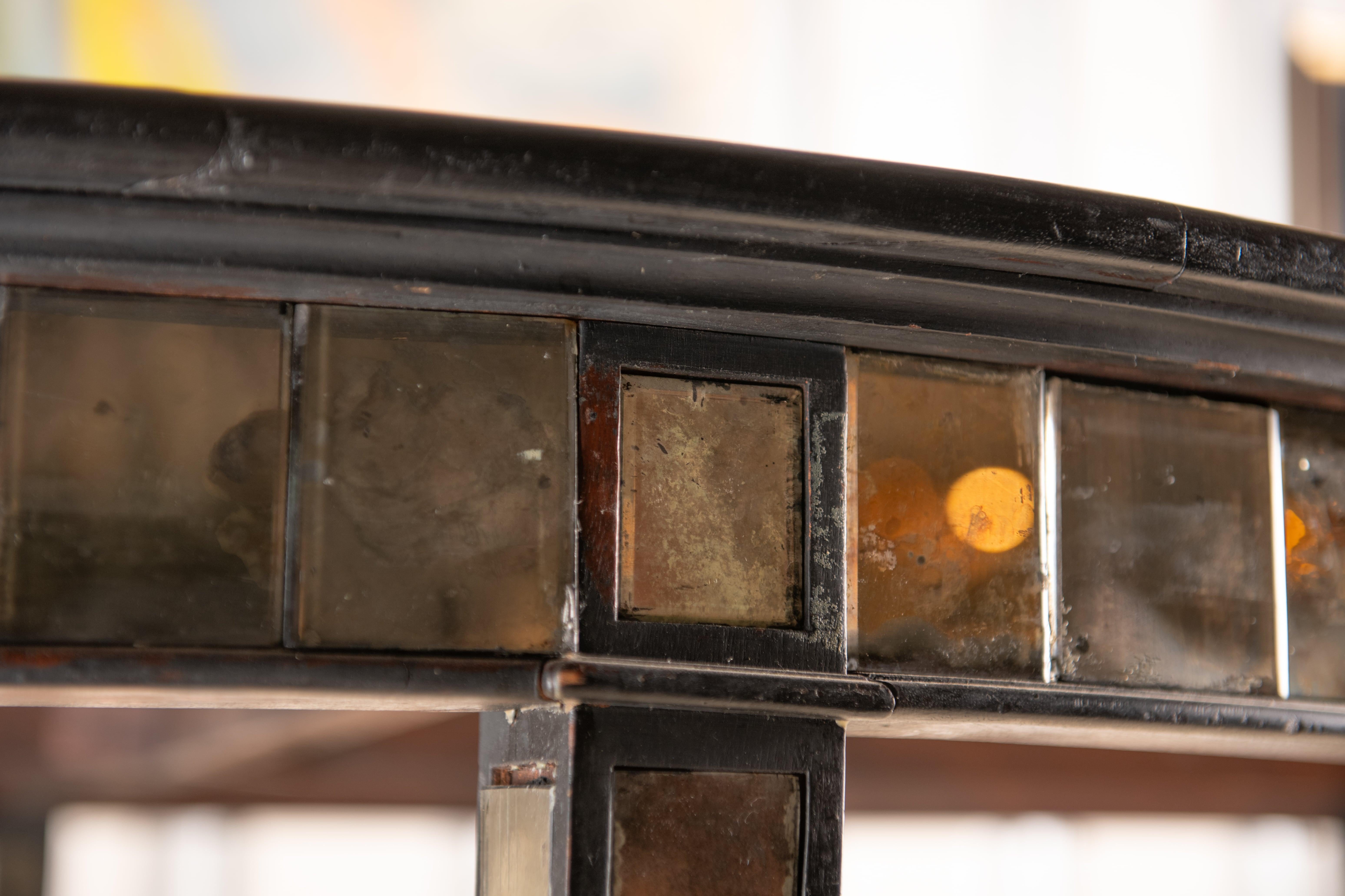 Lacquered Antique Empire Style Black lacquer Mirror Table with original mirror For Sale
