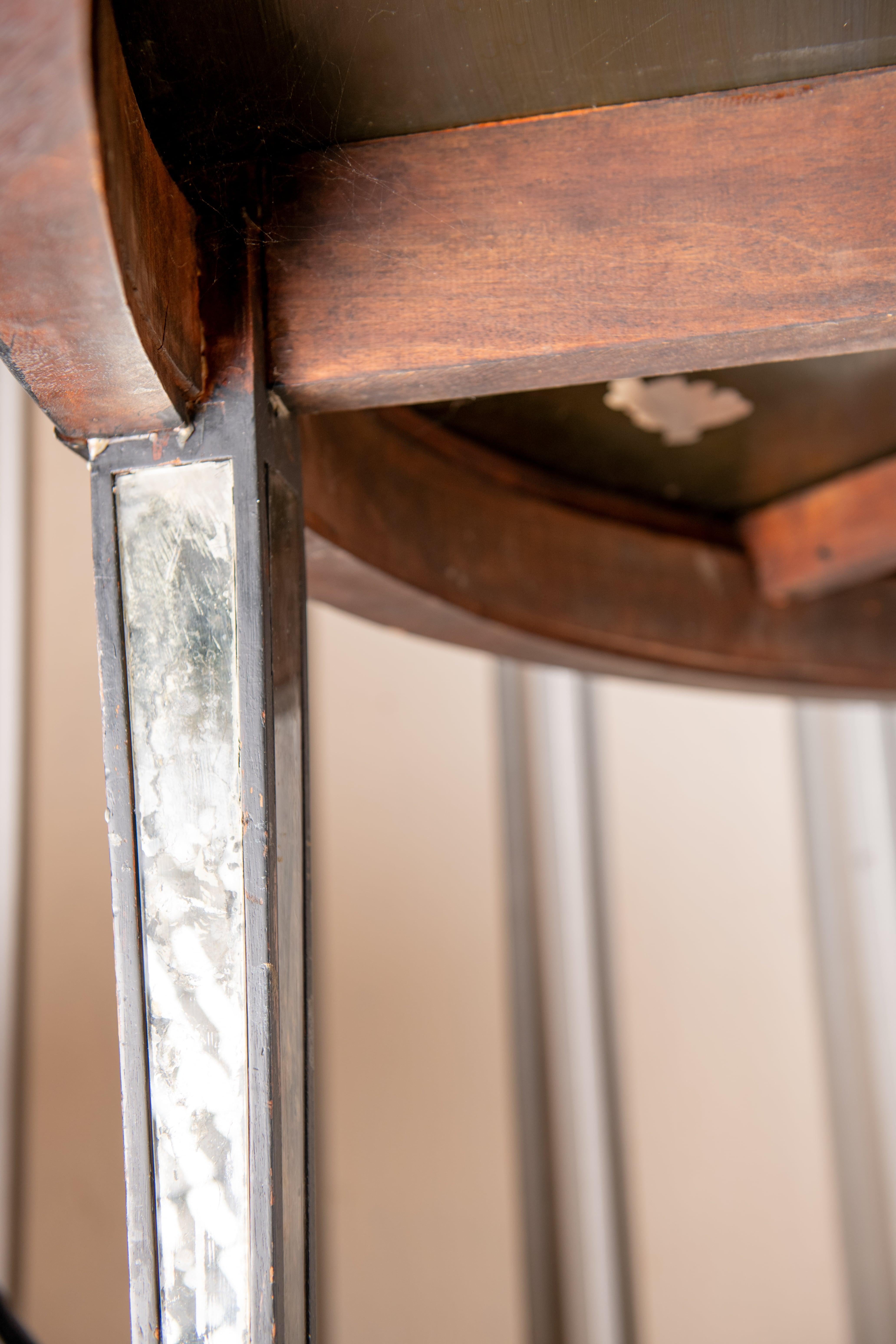19th Century Antique Empire Style Black lacquer Mirror Table with original mirror For Sale