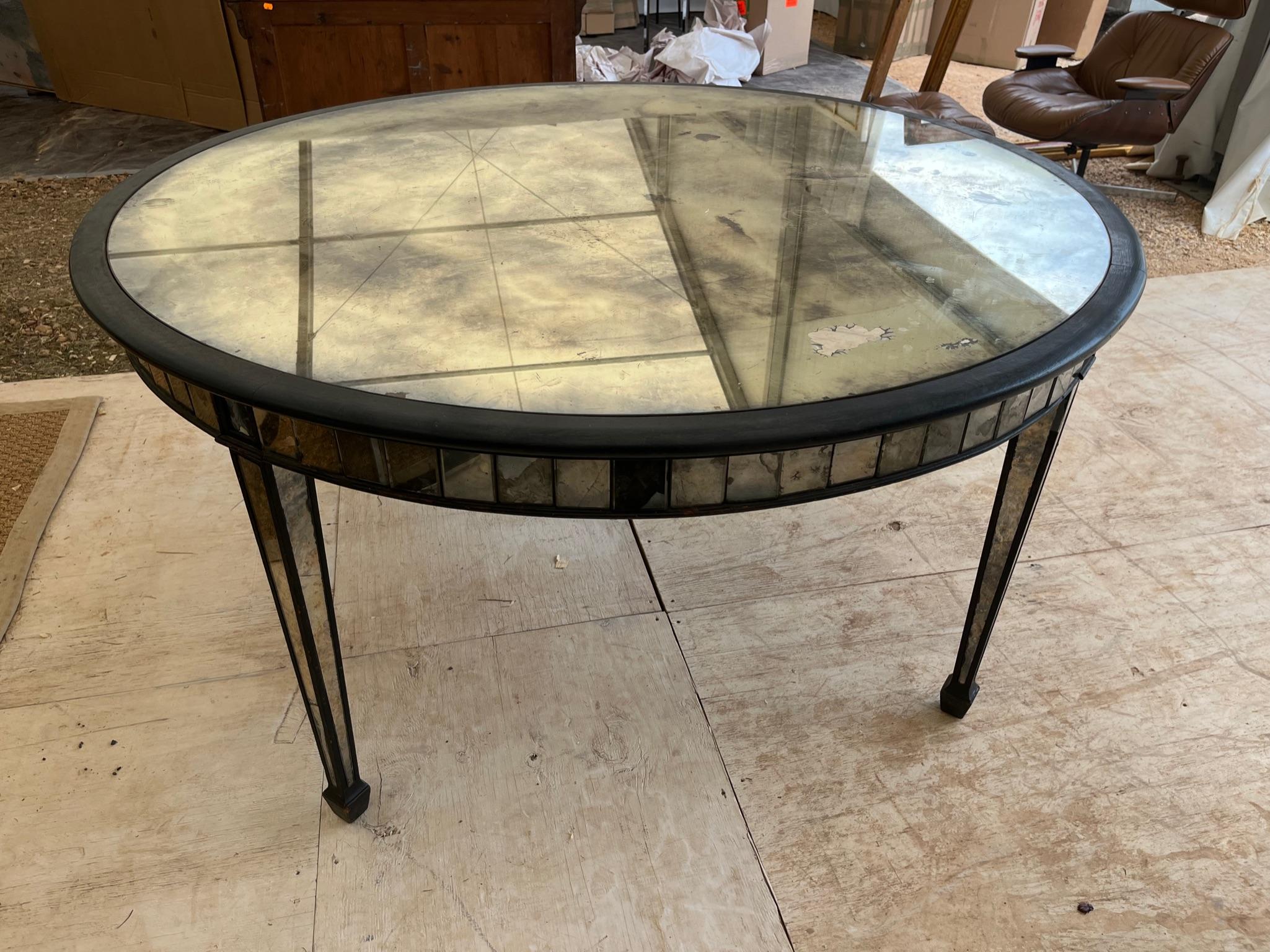Antique Empire Style Black lacquer Mirror Table with original mirror For Sale 2