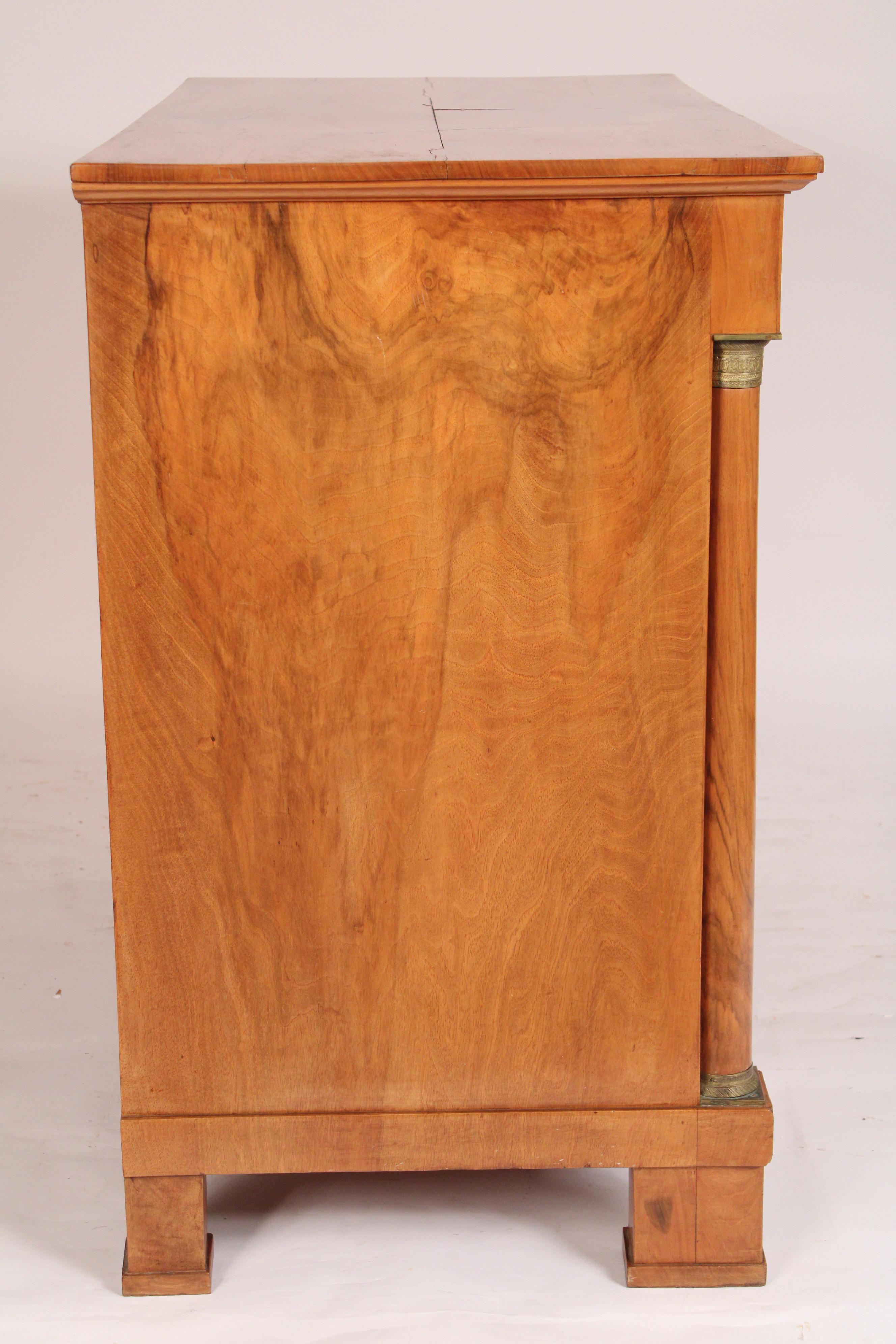 Antique Empire Style Burl Walnut Chest Of Drawers In Good Condition For Sale In Laguna Beach, CA
