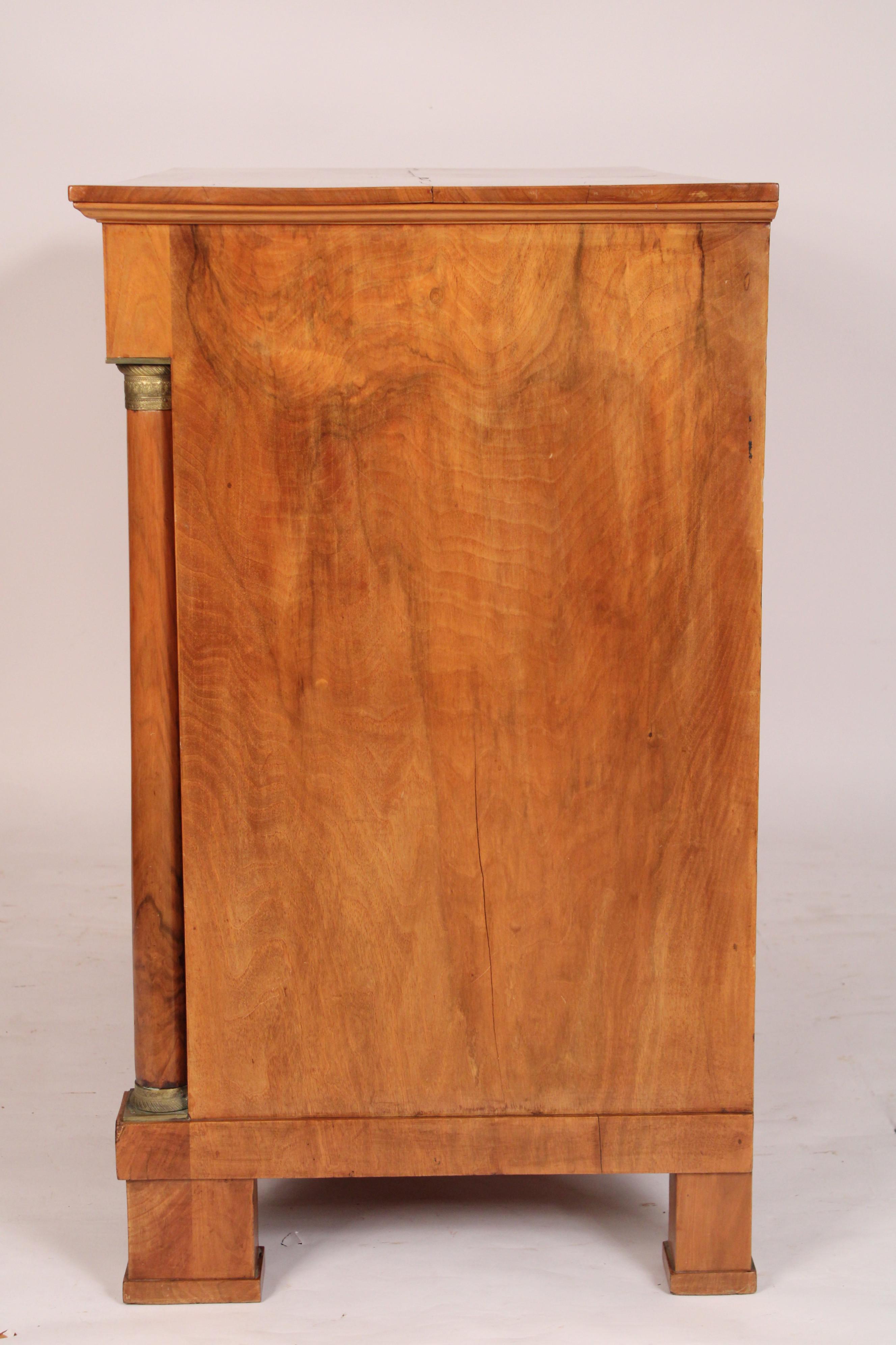 19th Century Antique Empire Style Burl Walnut Chest Of Drawers For Sale