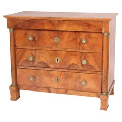 Antique Empire Style Burl Walnut Chest Of Drawers