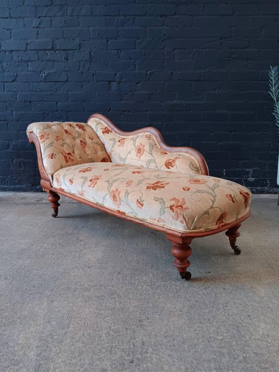 Fabric Antique Empire Style Chaise Lounge