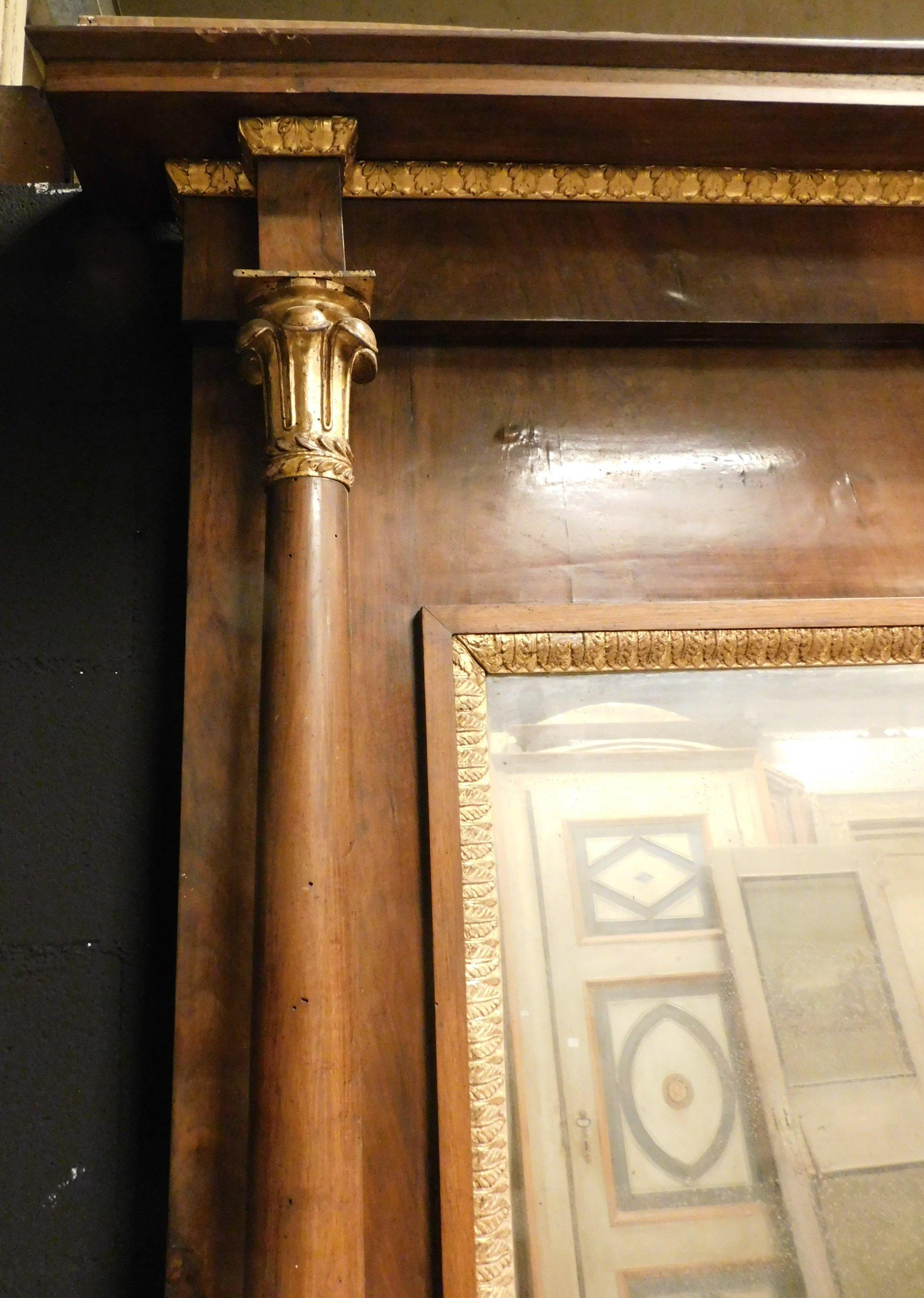 Antiker Konsolentisch im Empire-Stil aus Nussbaumholz mit Originalspiegel, 19. Jahrhundert (Spiegel) im Angebot