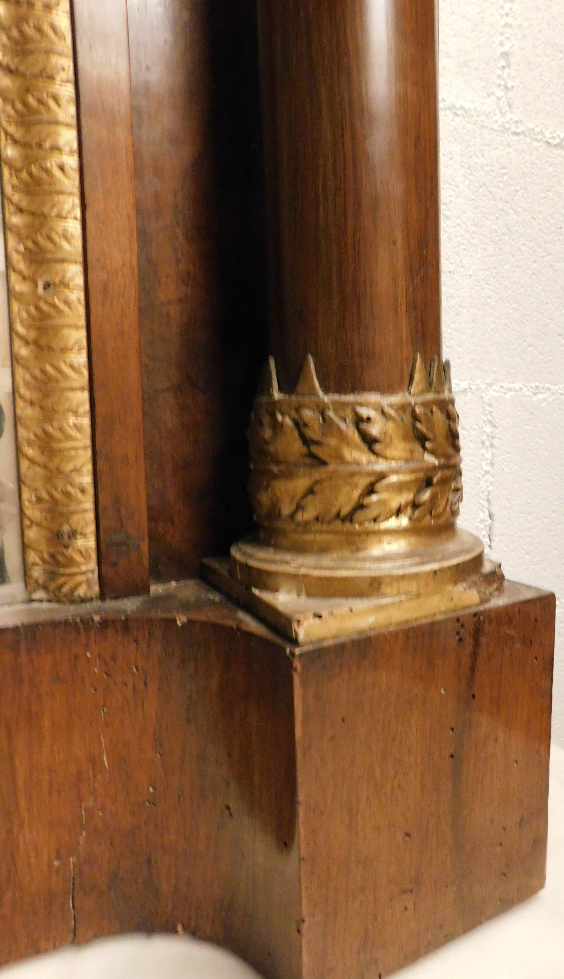 Antiker Konsolentisch im Empire-Stil aus Nussbaumholz mit Originalspiegel, 19. Jahrhundert im Angebot 1