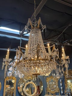 Antike Empire-Stil vergoldete Bronze und Kristall-Kronleuchter