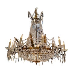 Antike Empire-Stil vergoldete Bronze und Kristall-Kronleuchter