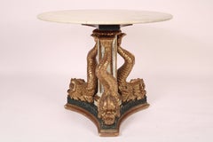 Antique Empire Style Giltwood and Painted Marble Top Center Table