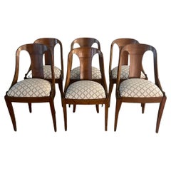 Antique Empire Style Gondola Chairs, Set of 6 With Carved Swan Heads