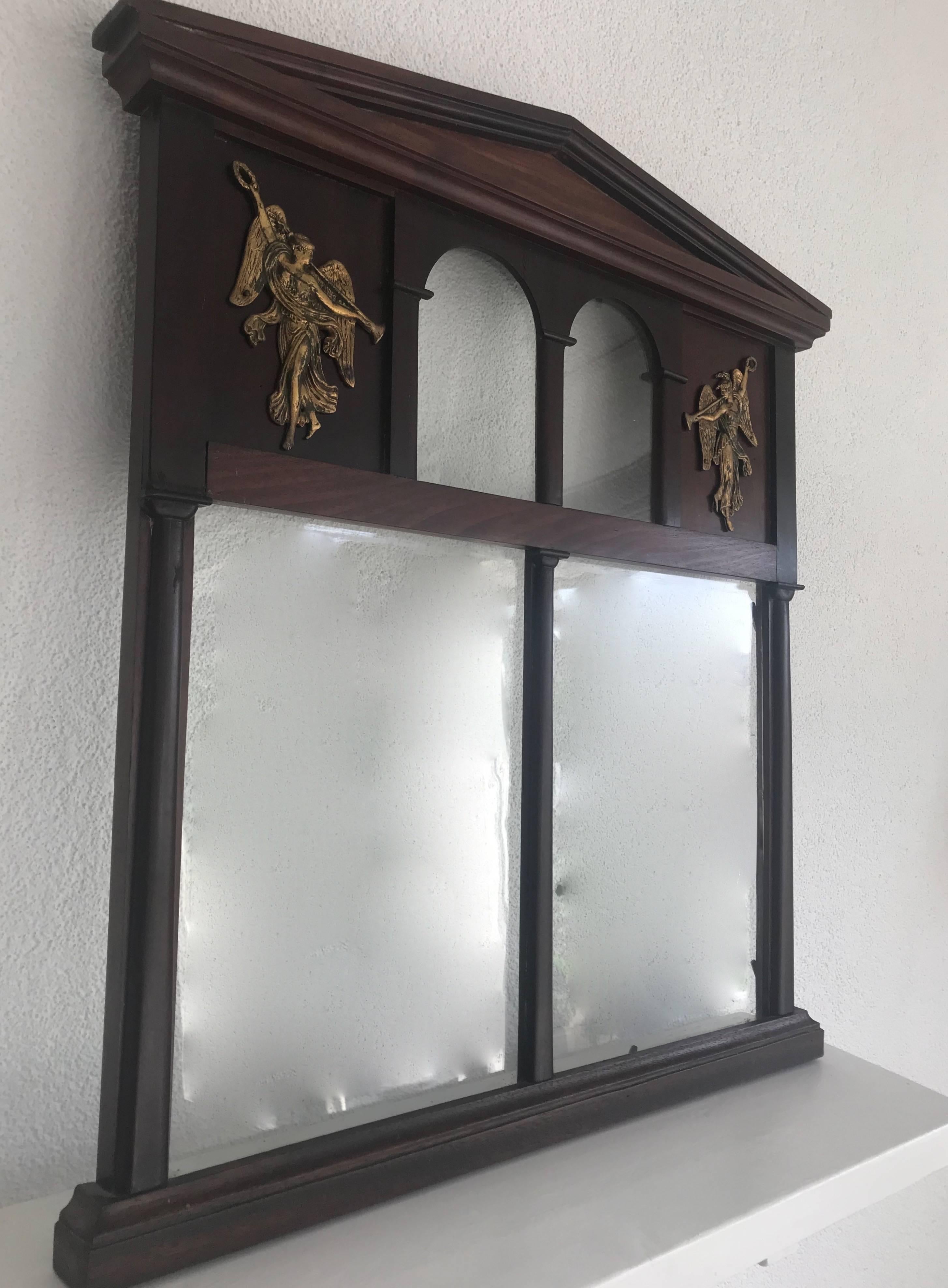 Rare and beautifully crafted patinated nutwood picture frame or mirror with original glass panels.

There is something about antique home accessories that cannot be found in modern ones. It most often is the quality of the materials combined with