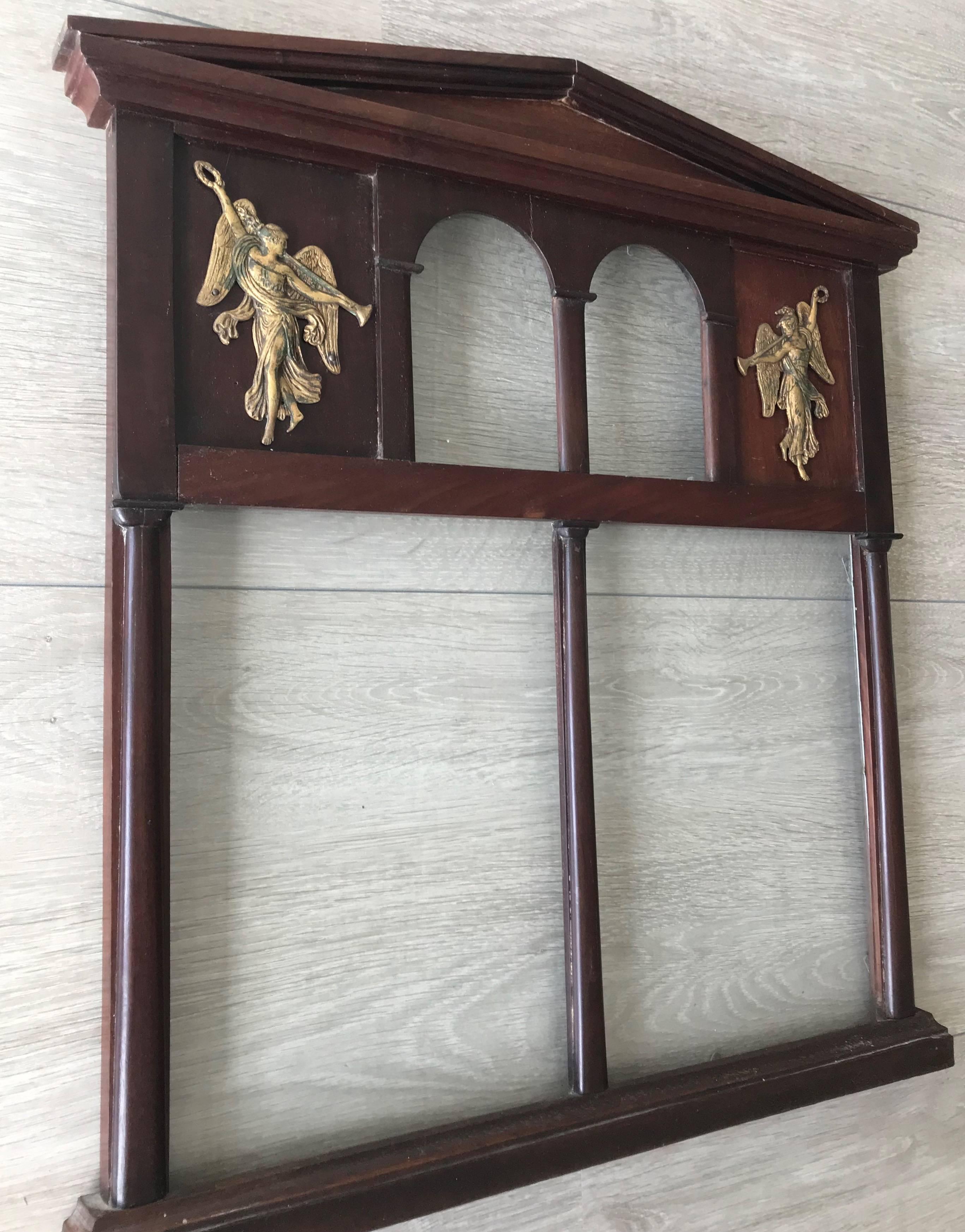 20th Century Empire Style Handcrafted Wall Picture Frame with Figural Bronze Ornaments For Sale