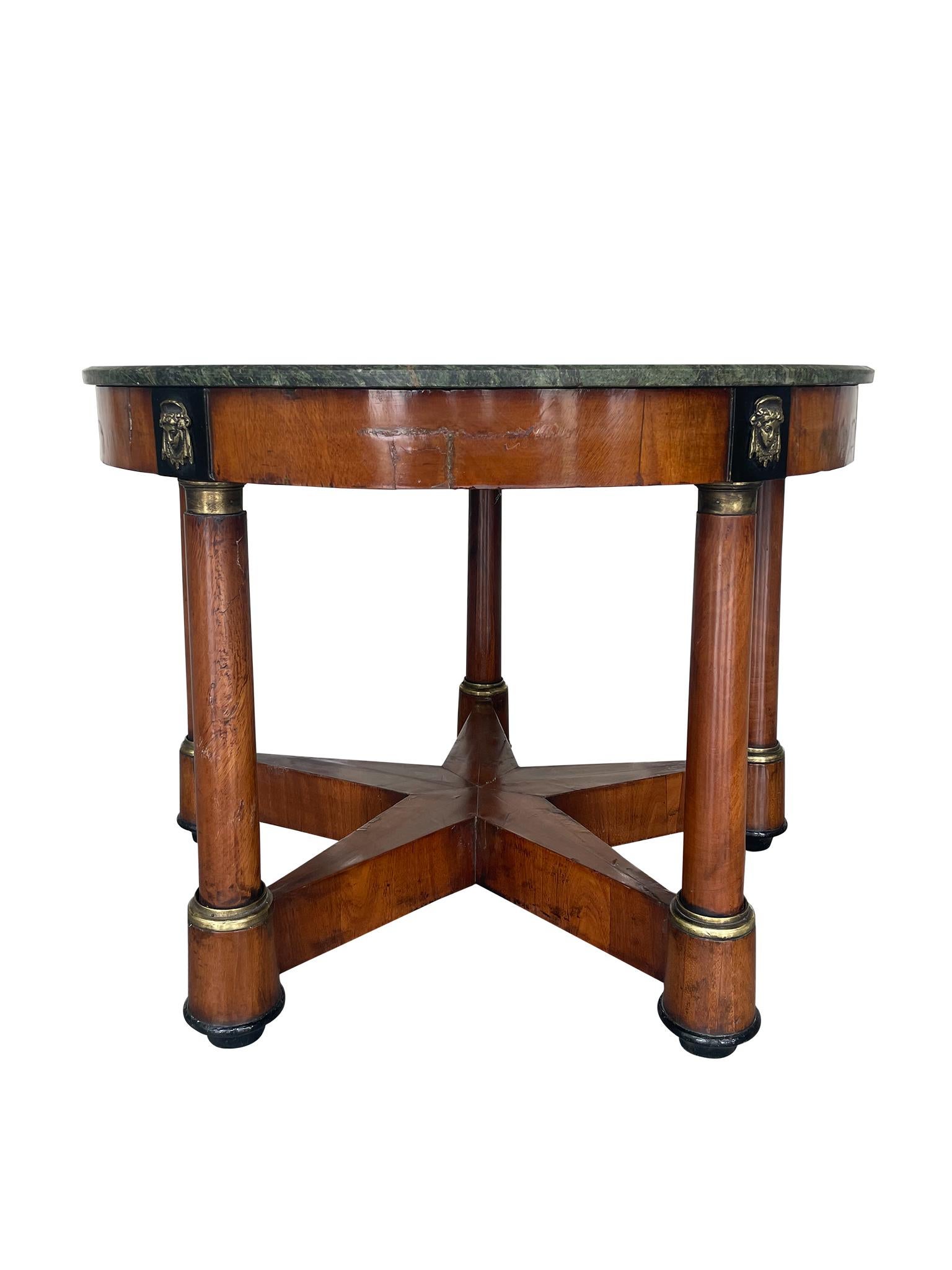 American Antique Empire Style Marbletop Circular Table For Sale