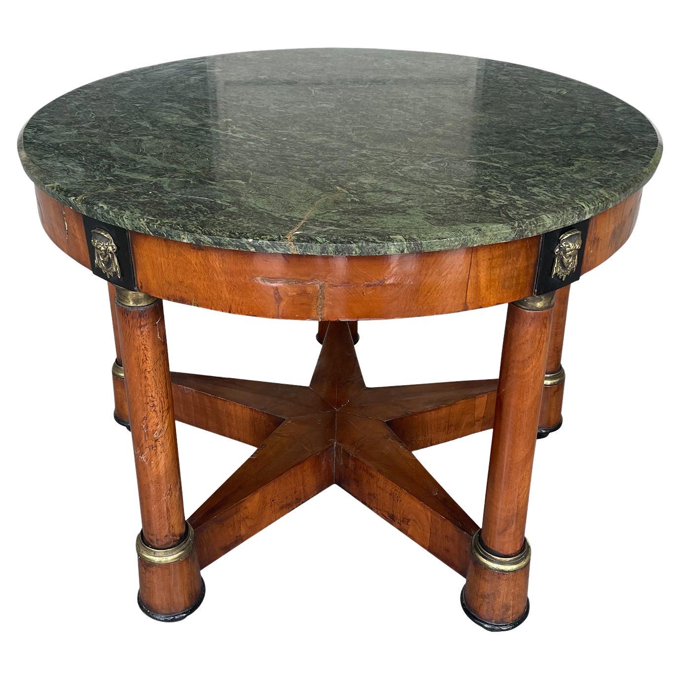 Antique Empire Style Marbletop Circular Table For Sale