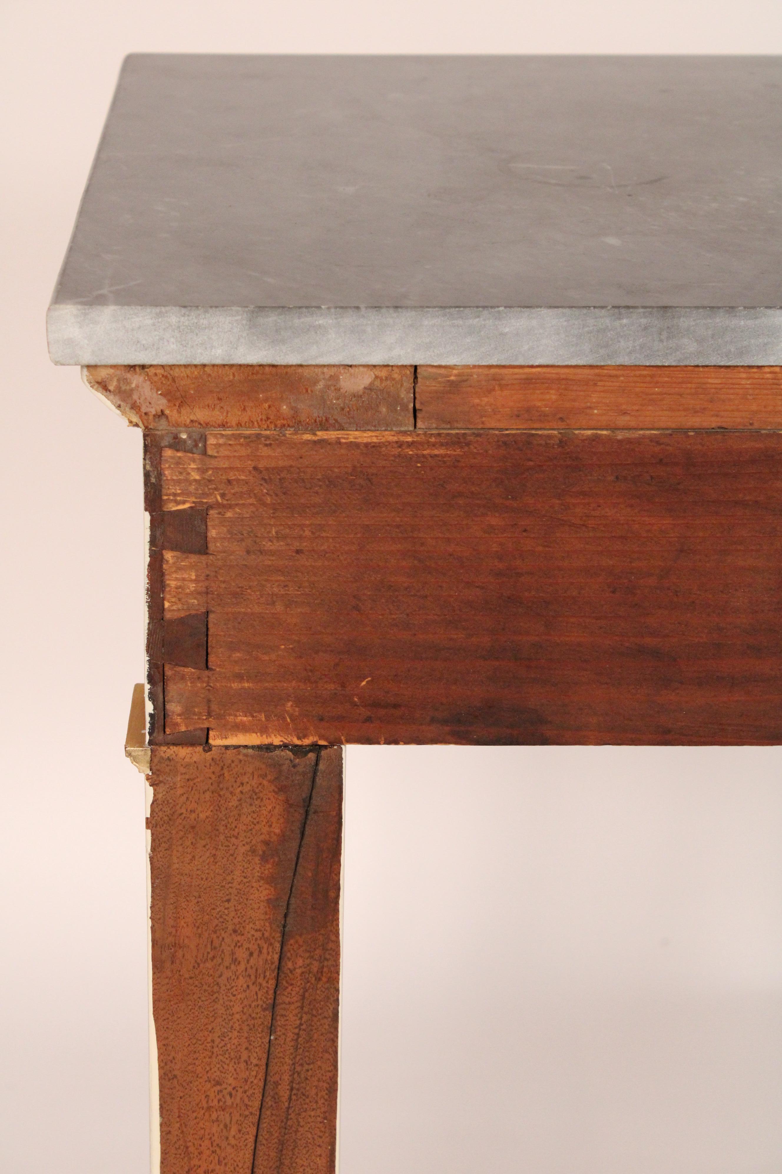 Antique Empire Style Painted Marble Top Console Table For Sale 7