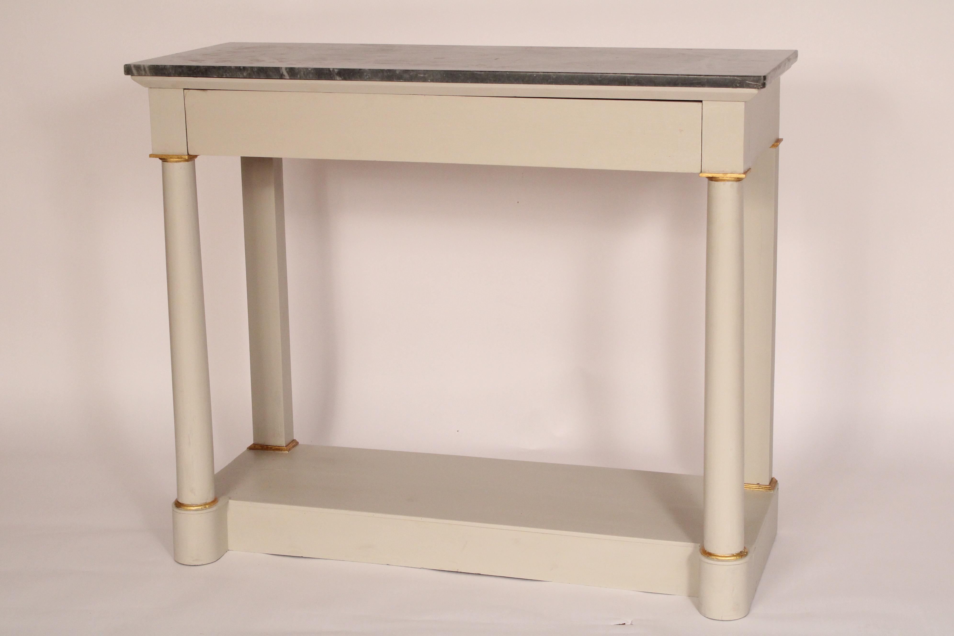 European Antique Empire Style Painted Marble Top Console Table For Sale