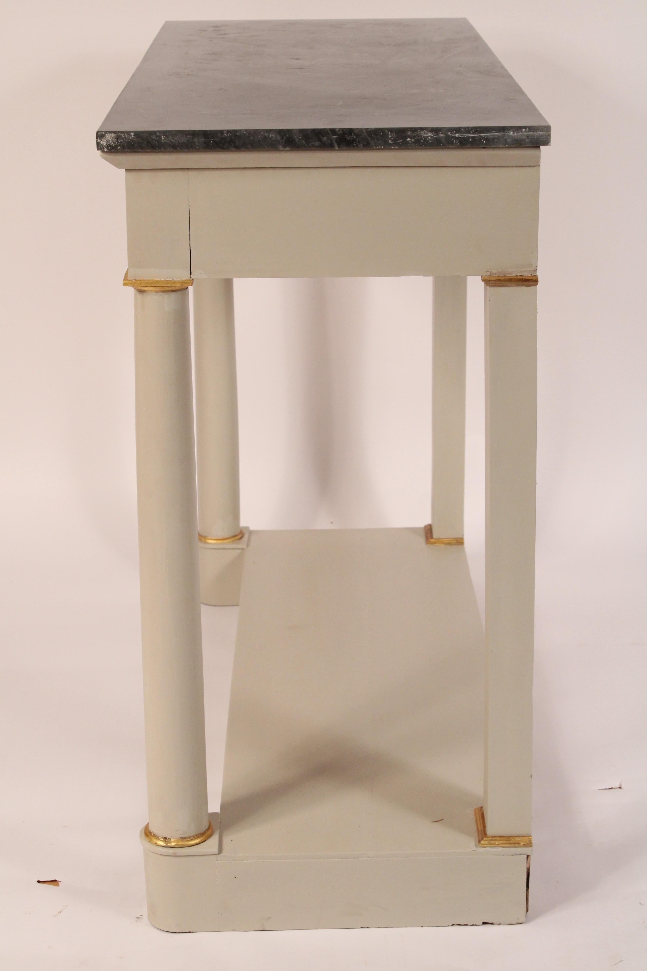 Antique Empire Style Painted Marble Top Console Table In Good Condition For Sale In Laguna Beach, CA
