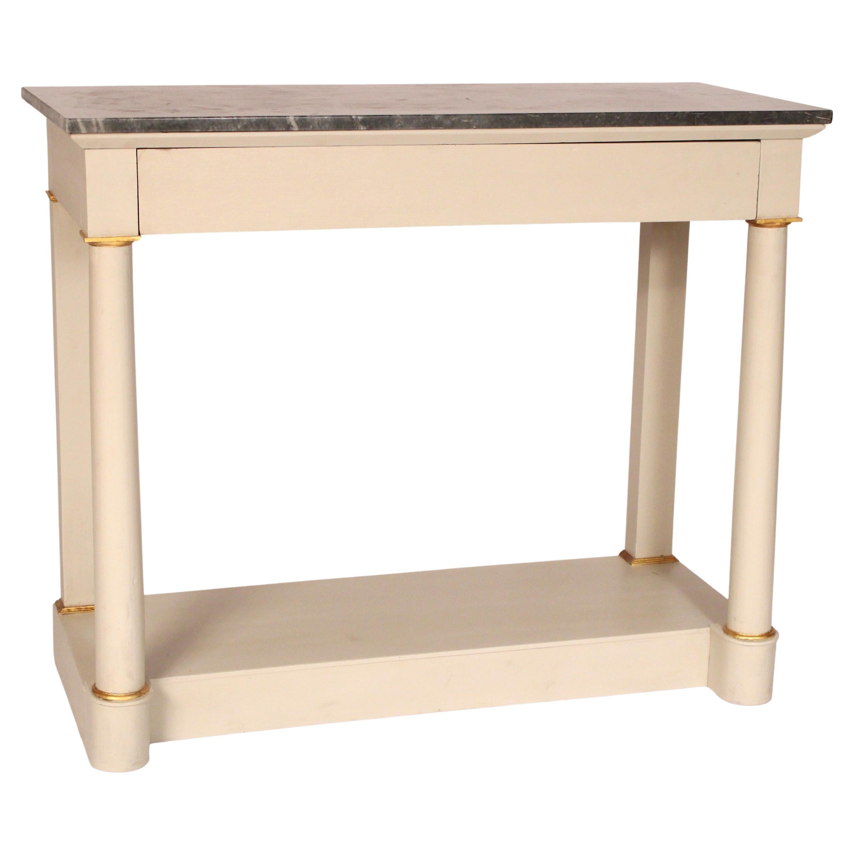 Antique Empire Style Painted Marble Top Console Table For Sale