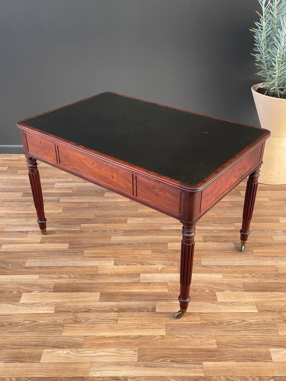 Antique Empire Style Partners Desk with Leather Top For Sale 1
