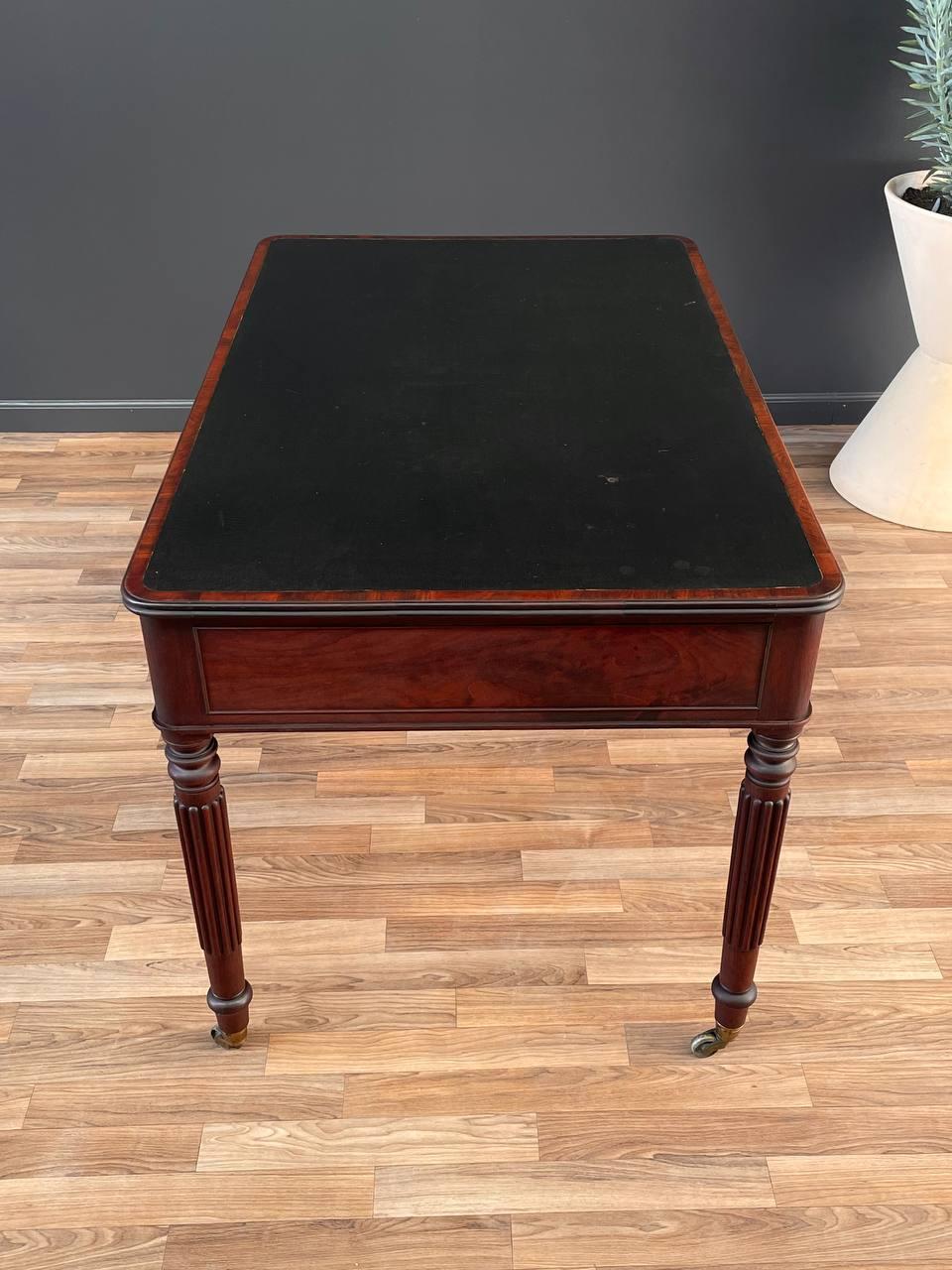 Antique Empire Style Partners Desk with Leather Top For Sale 2