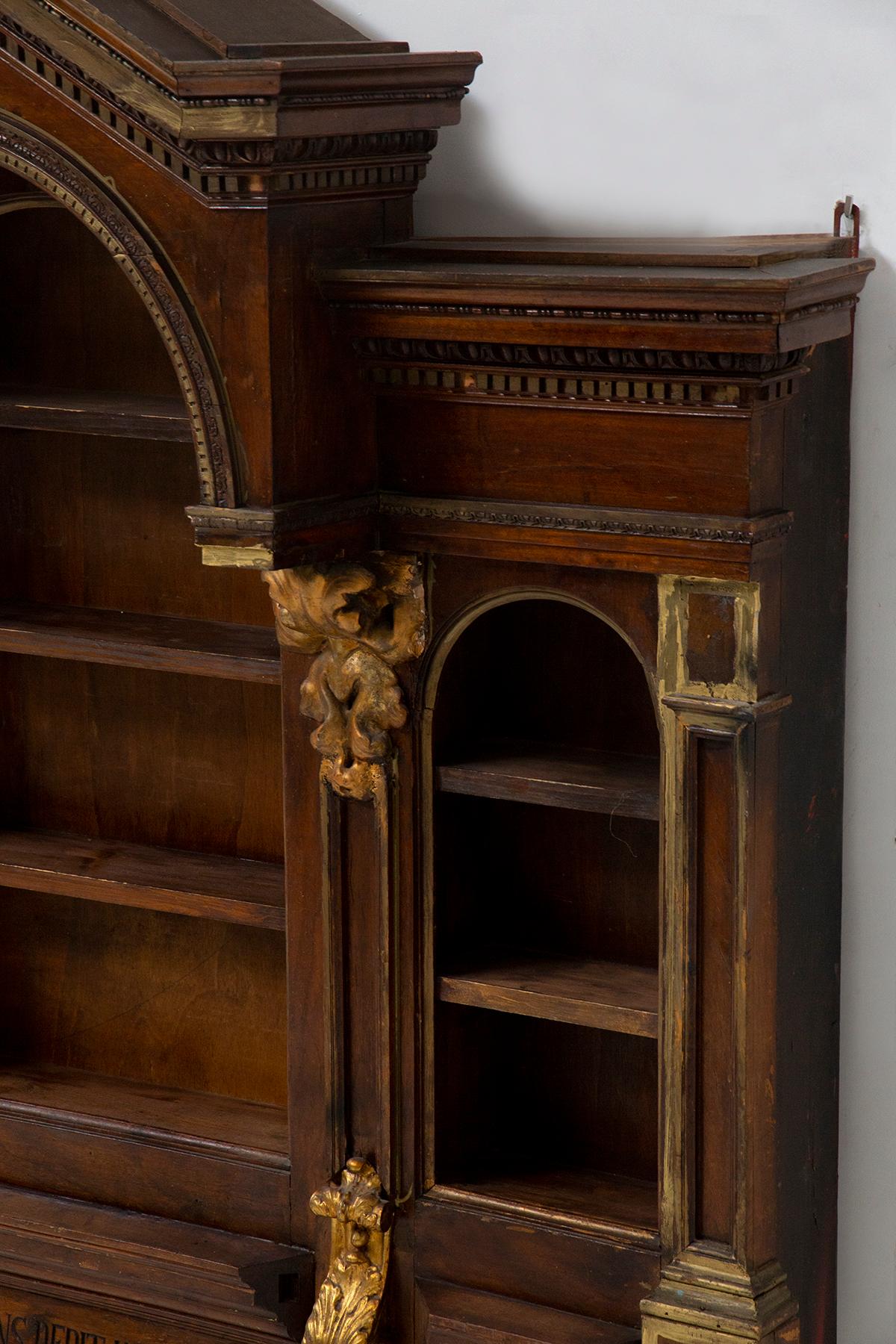 Mid-19th Century Antique Empire-style wall-mounted bookcase cabinet For Sale