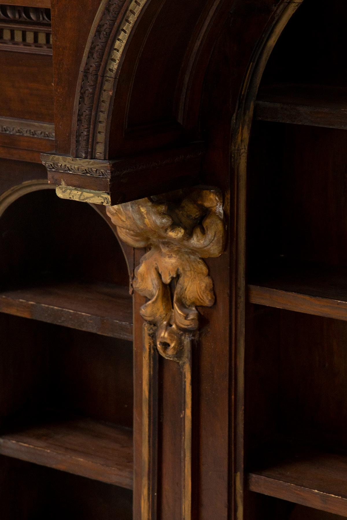 Wood Antique Empire-style wall-mounted bookcase cabinet For Sale