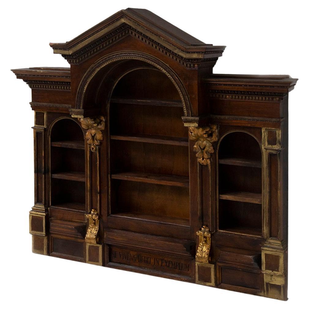 Antique Empire-style wall-mounted bookcase cabinet For Sale