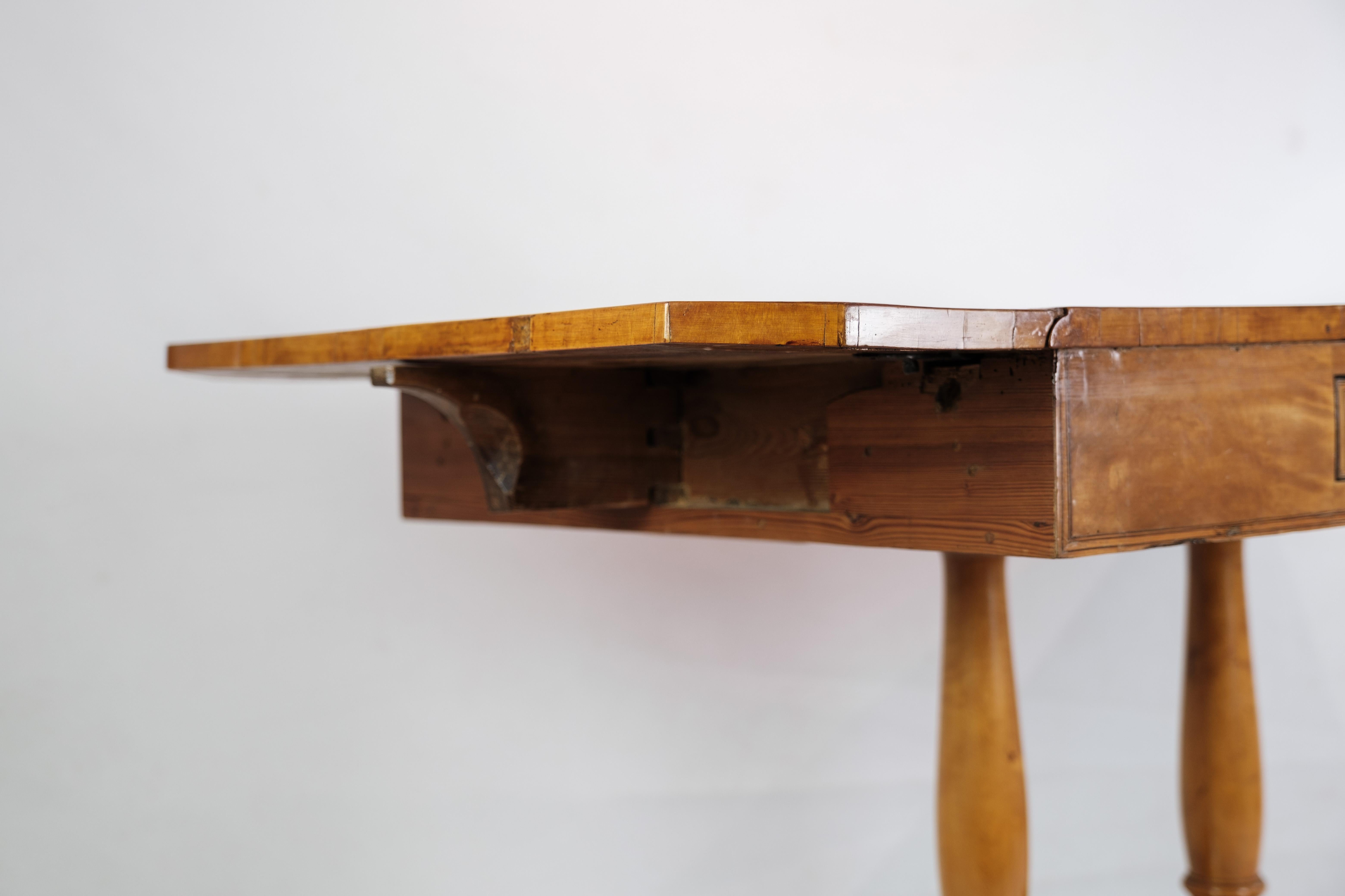 Antique Empire Table with Flaps and Marquetry in Birch Wood from 1840s For Sale 6