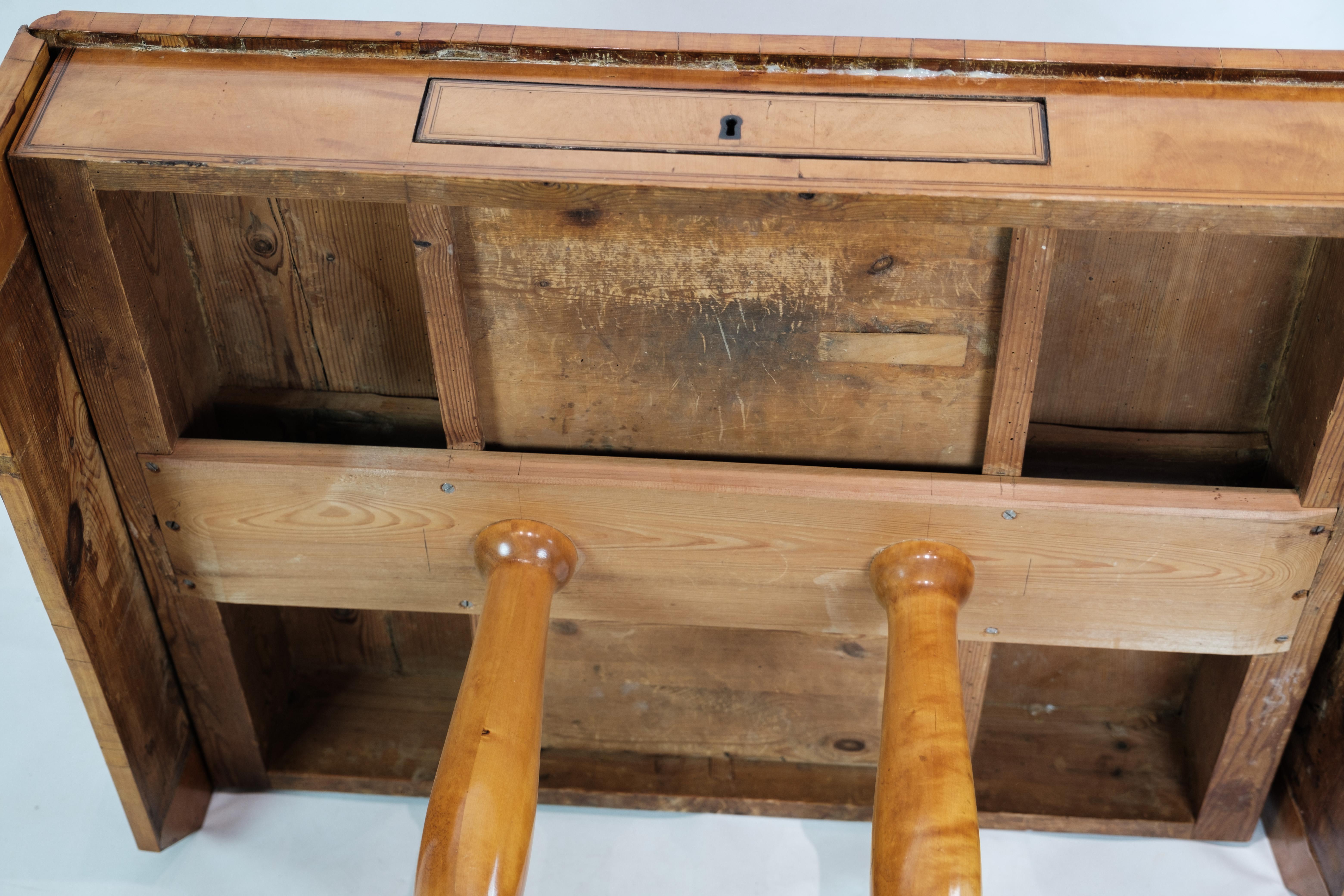 Table Empire ancienne avec rabats et marqueterie en bois de bouleau des années 1840 en vente 9
