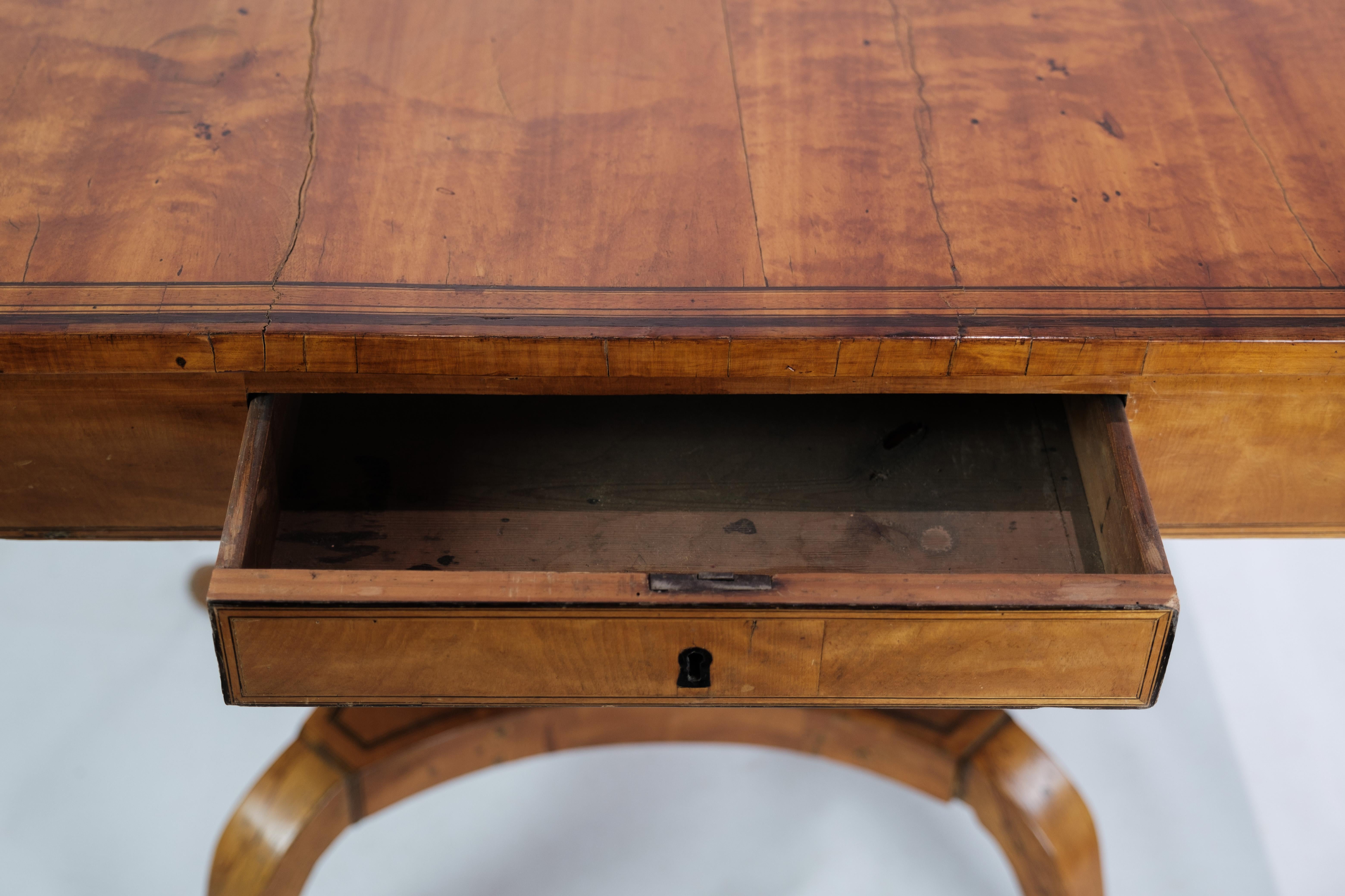 Antique Empire Table with Flaps and Marquetry in Birch Wood from 1840s For Sale 2