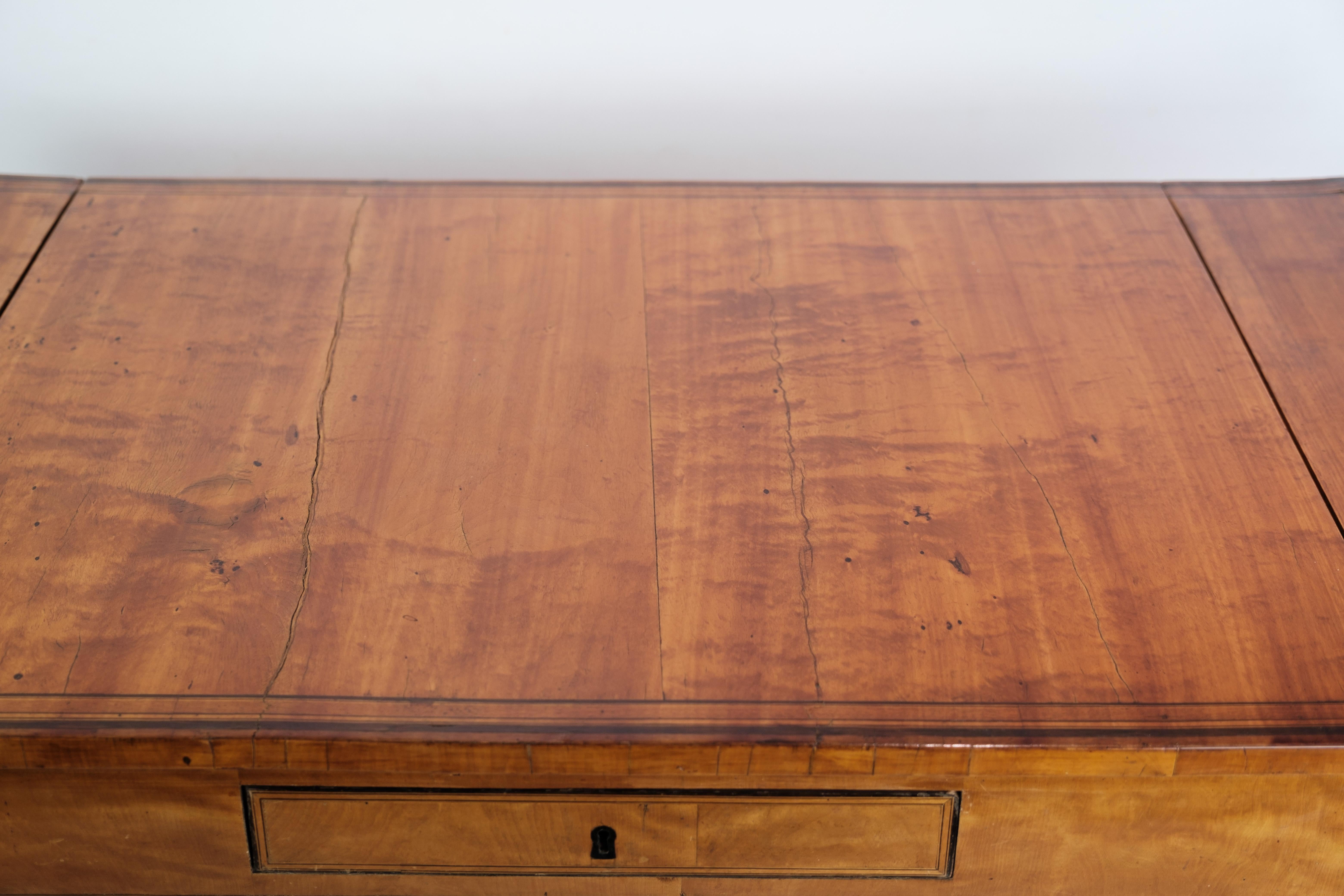 Antique Empire Table with Flaps and Marquetry in Birch Wood from 1840s For Sale 4