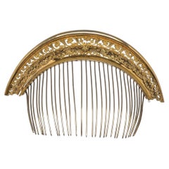 Antique Empire Tiara Comb Hair Ornament Head Ornament Silver Guilt Gilt Metal 