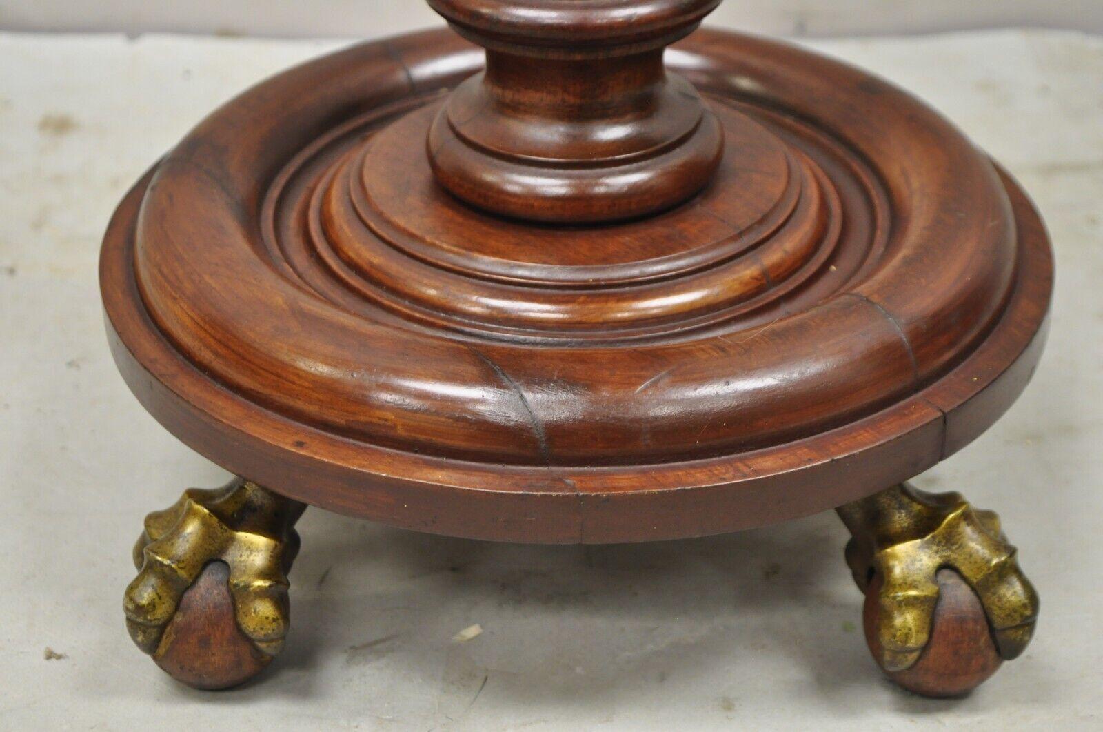 Antique Empire Victorian Walnut Barley Twist Spiral Carved Pedestal Stand For Sale 5