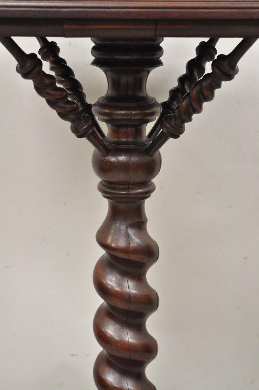 19th Century Antique Empire Victorian Walnut Barley Twist Spiral Carved Pedestal Stand For Sale